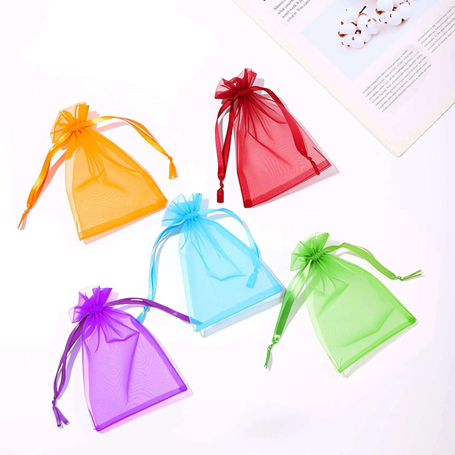 TRUEIN Lot de 120 sachets en organza 10 x 15 cm avec cordon de serrage - Sacs cadeaux festival (12 couleurs)