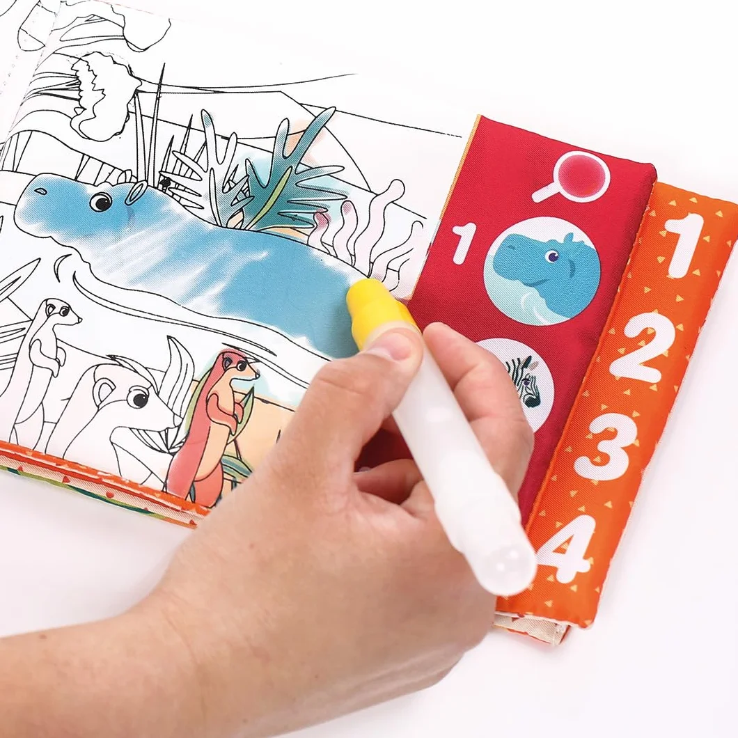 LUDI Livre Magique et Éducatif Coloriage à l'eau Découvrir Formes Chiffres Lettres Dès 10 Mois Vert