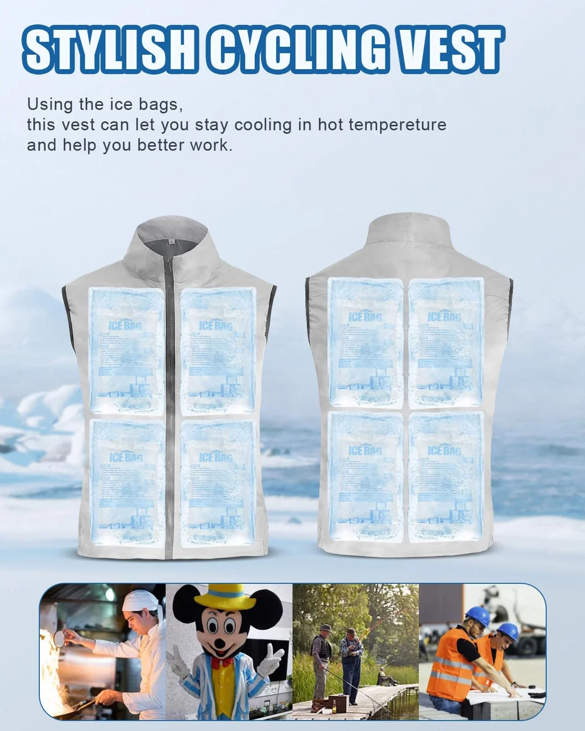 FERNIDA Gilet de Refroidissement Homme Femme, Gilet de Glace avec 24 Rembourrage Froid
