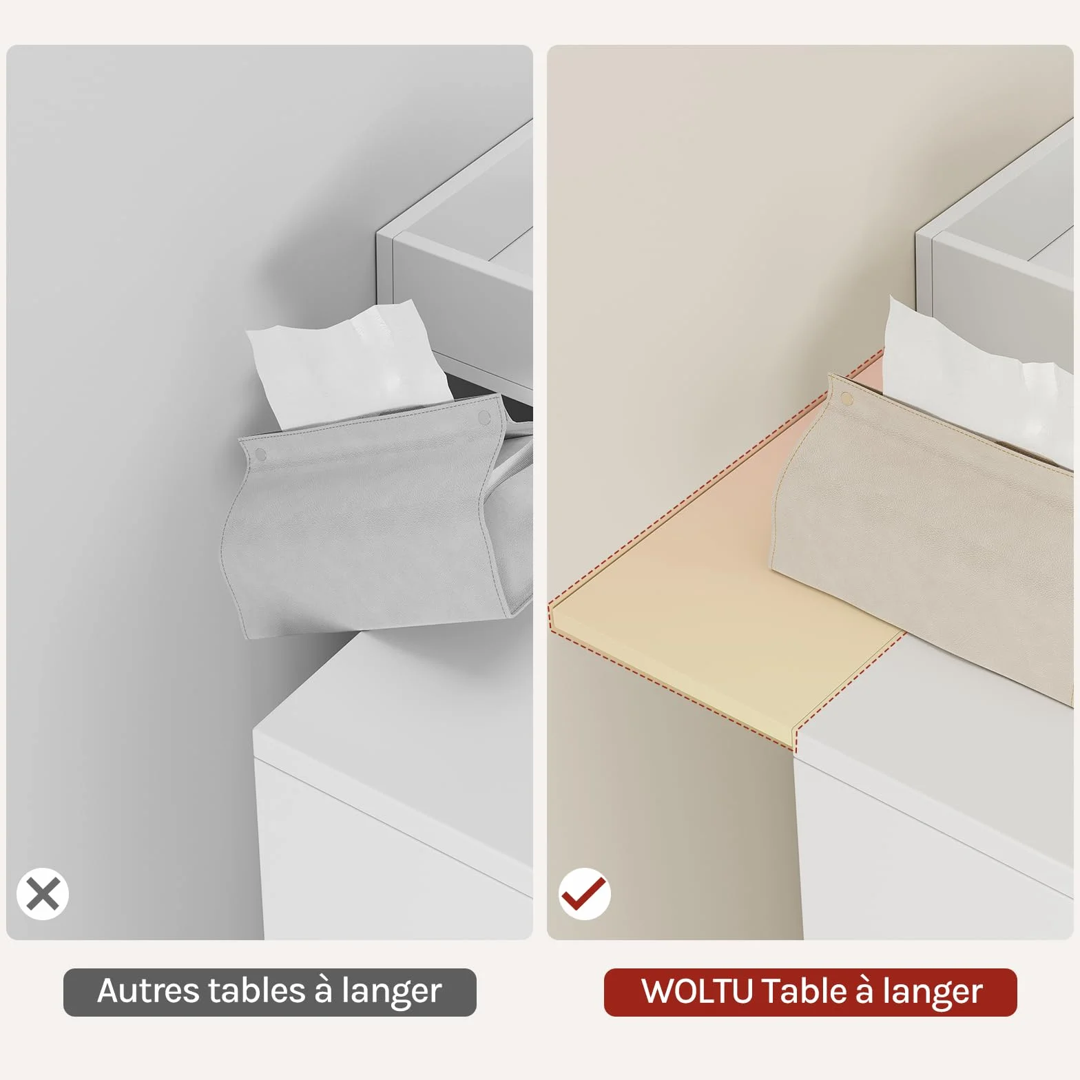 WOLTU Plan à Langer pour Commode, Plateau à Langer Universel, MDF, Blanc, 160 x 80 x 10 cm