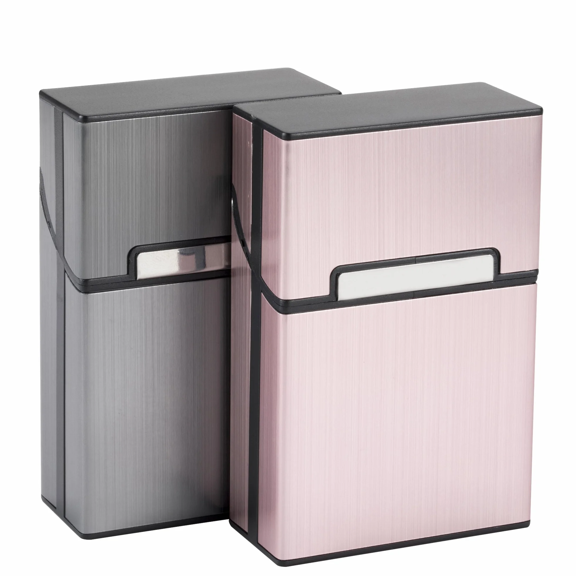 LAOYE Etui à Cigarettes en Aluminium avec Fermeture Aimantée 2 Pièces Gris Or Rose