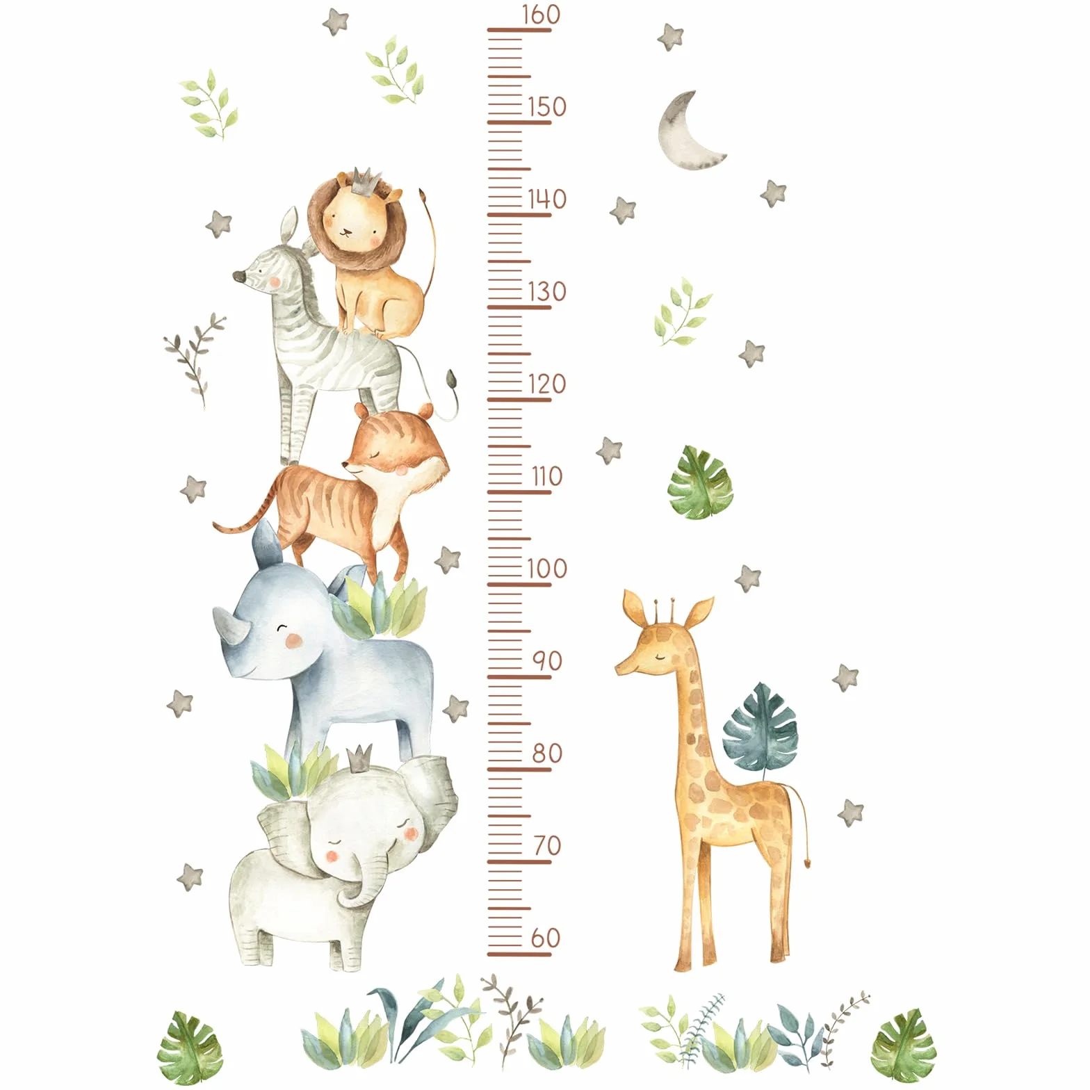 Toise Murale Enfant Stickers Muraux Tableau de Croissance Règle de Hauteur Animaux Garçon Fille