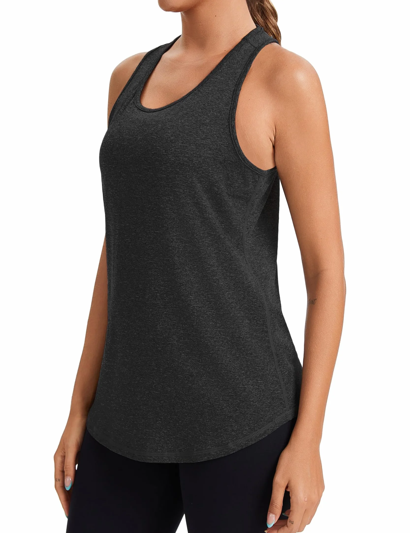 Gyabnw Damen Sport Tank Top mit Rundhalsausschnitt ärmellos leicht schnell trocknend atmungsaktiv Rückenausschnitt Yoga Laufshirt