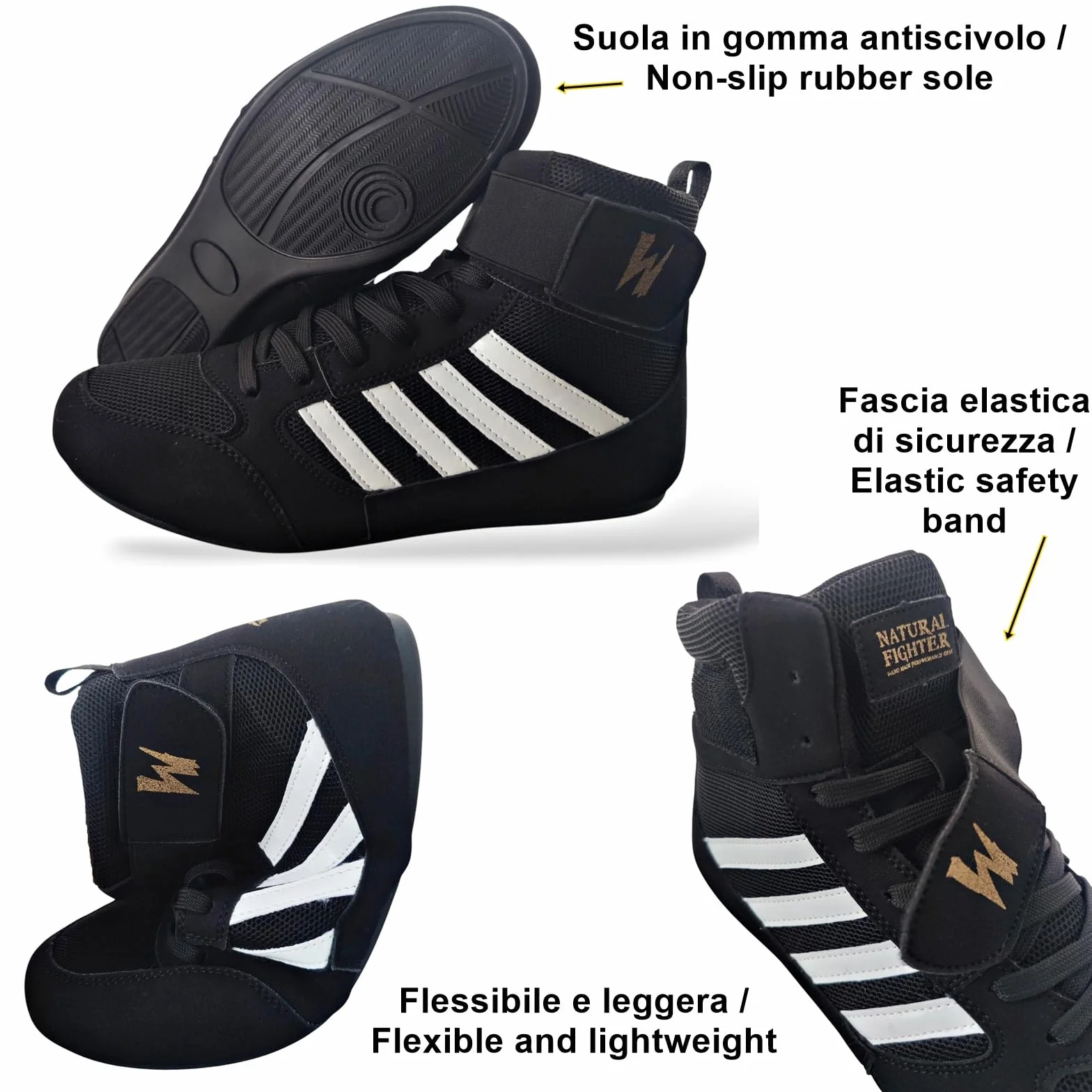 Boxing Shoes Fitness Wrestling MMA Chaussures de boxe en Cuir végétalien