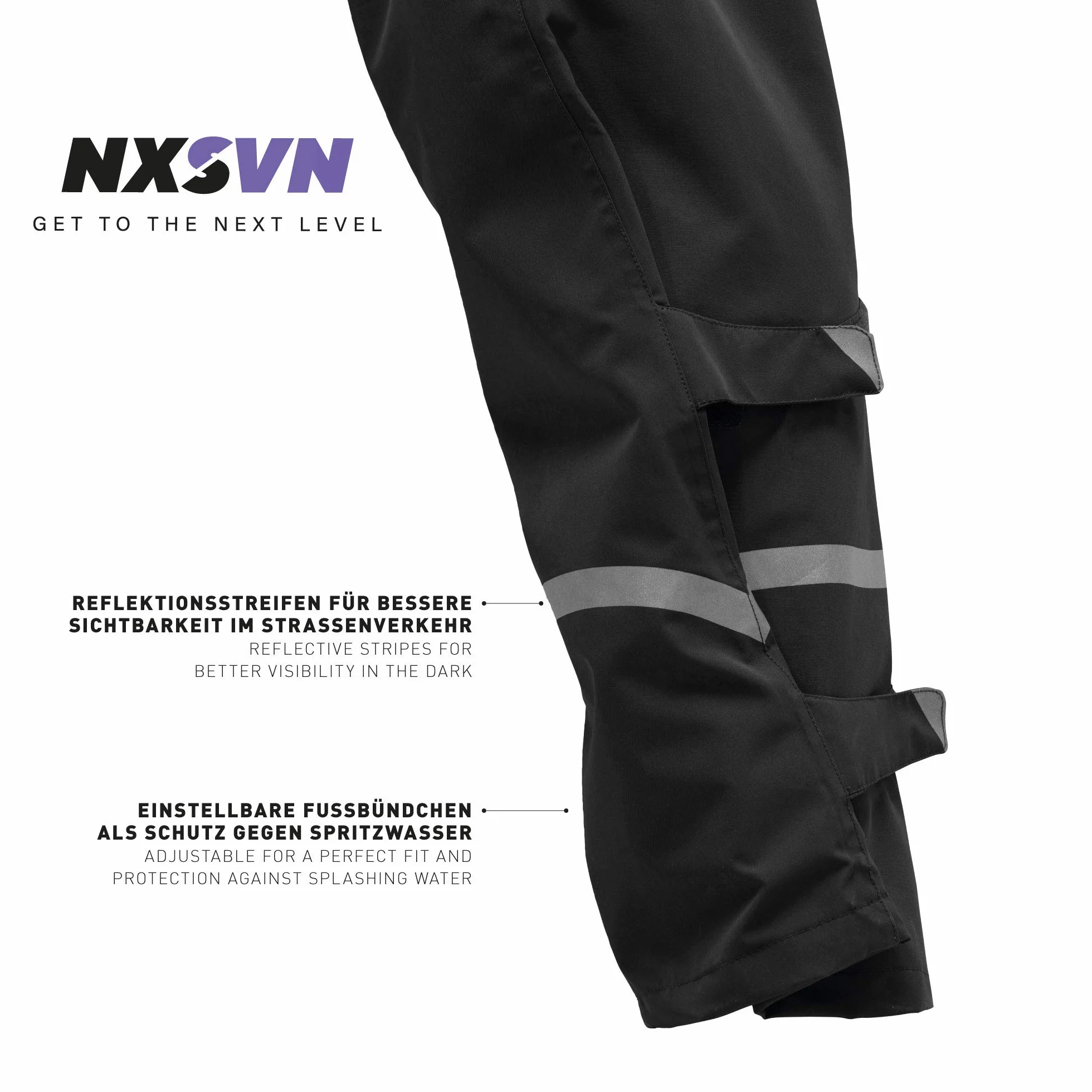 Rubberneck NXSVN Pantalon de Pluie Imperméable Respirant Visibilité Bandes Réfléchissantes 3M