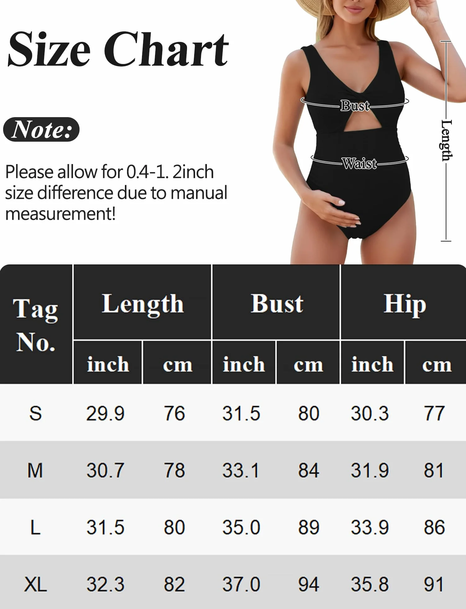 FEOYA Maillot de Bain Enceinte Anti-UV UPF 50+ avec Découpe Torse S-XL