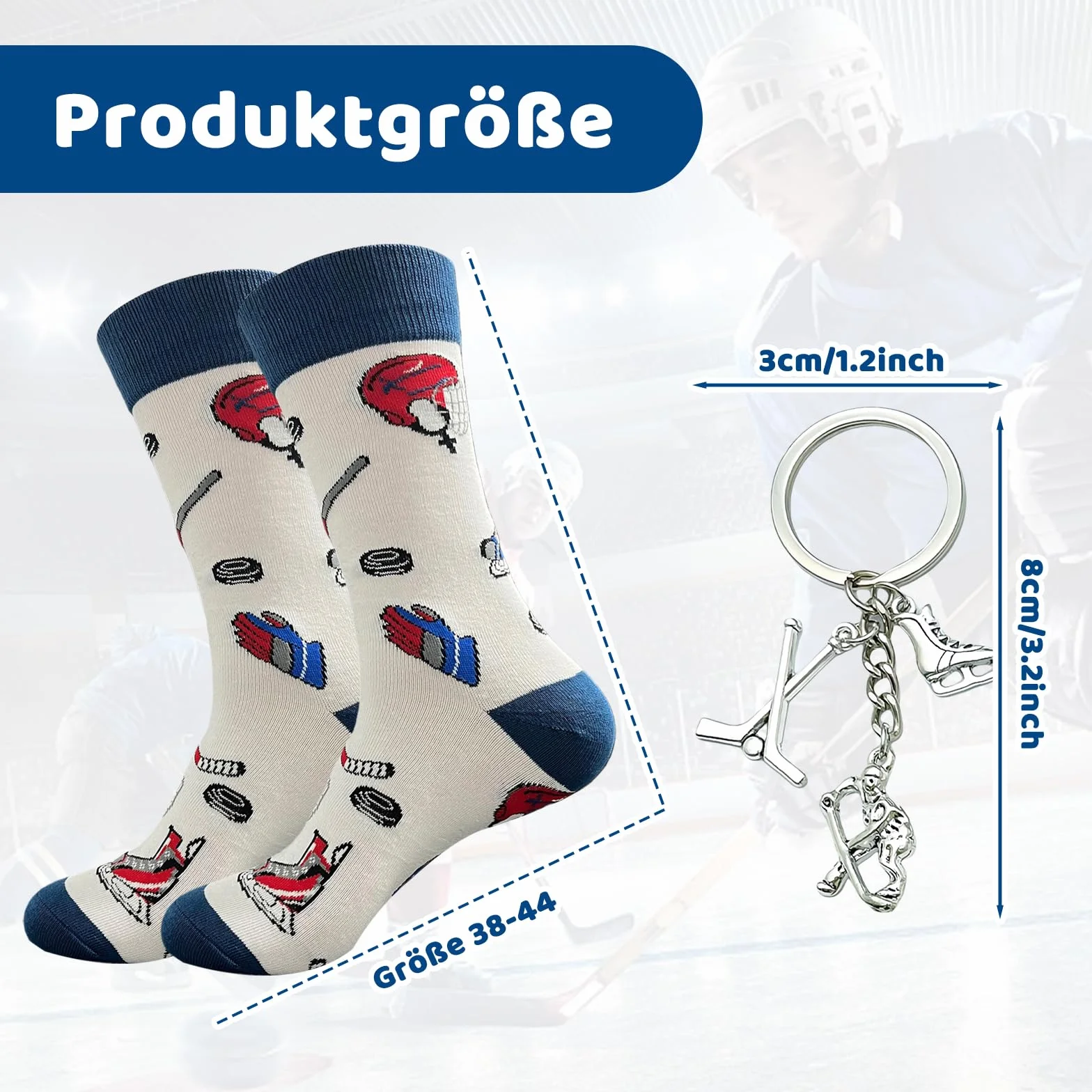 Chaussettes de hockey sur glace pour homme avec porte-clés, ensemble cadeau