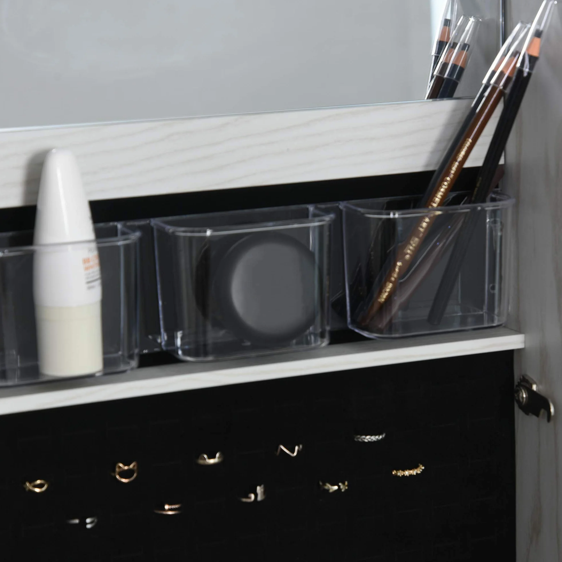 HOMCOM Armoire à Bijoux avec Miroir sur Pied LED Blanc 38x38x157 cm