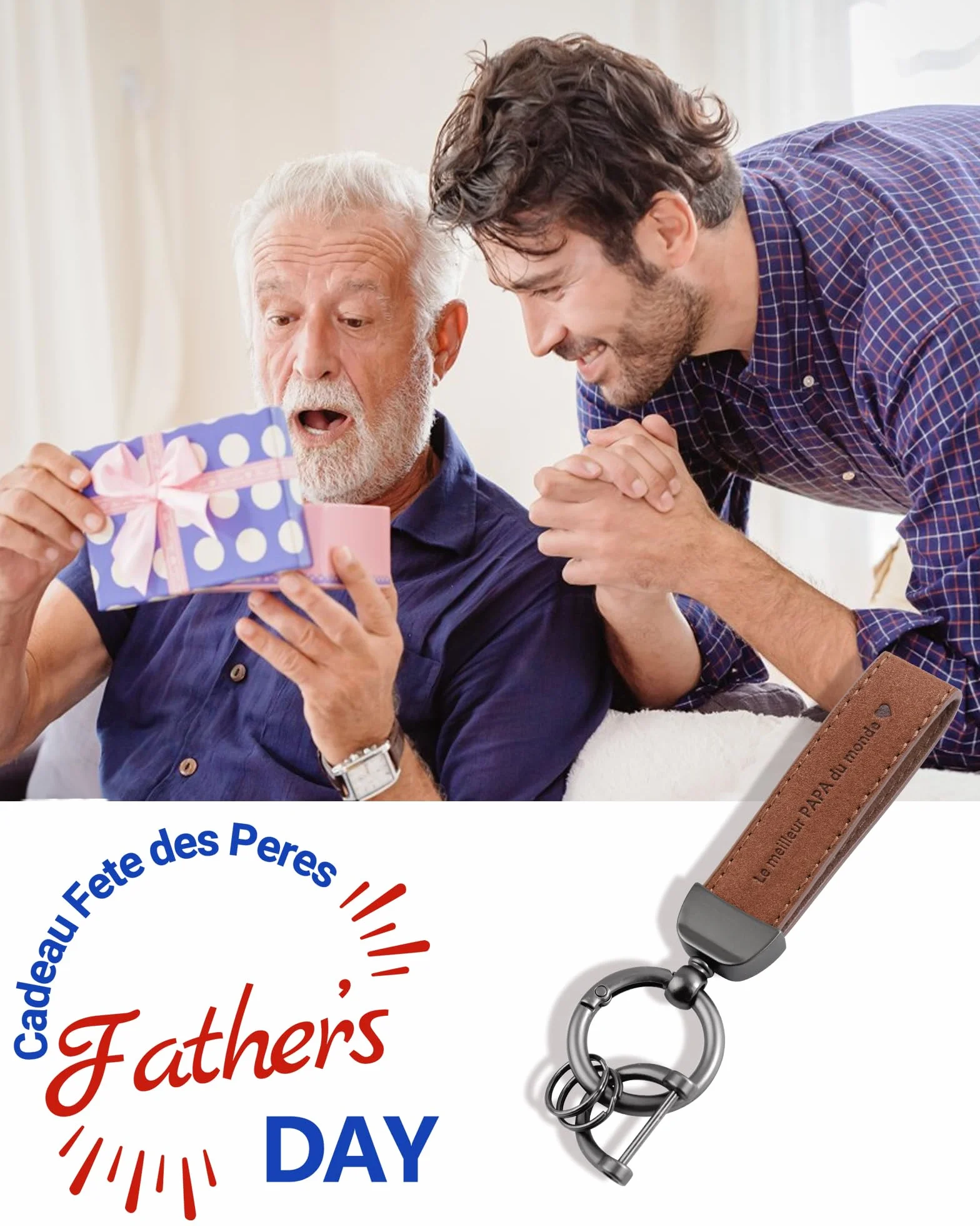 VGWON Cadeau Fete des Peres, Porte Clés Homme, Cadeaux Anniversaire Homme