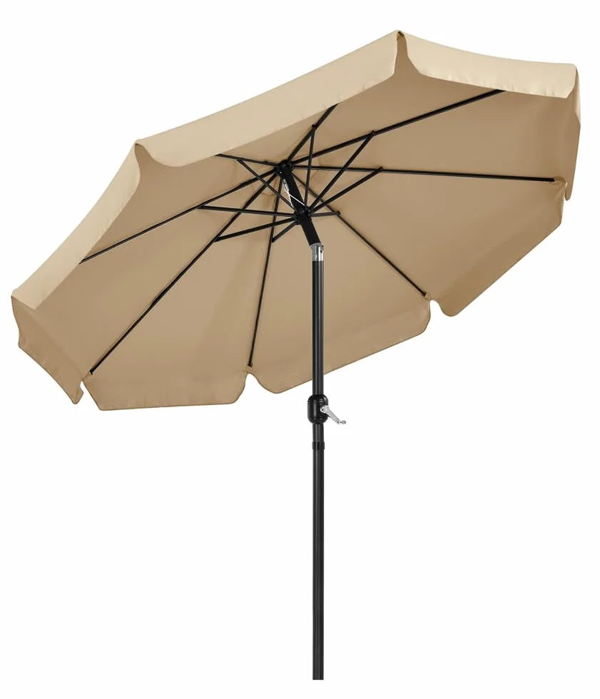 Yaheetech Parasol de Jardin Extérieur 268 cm Inclinable 8 Baleines avec Manivelle Protection Solaire Kaki