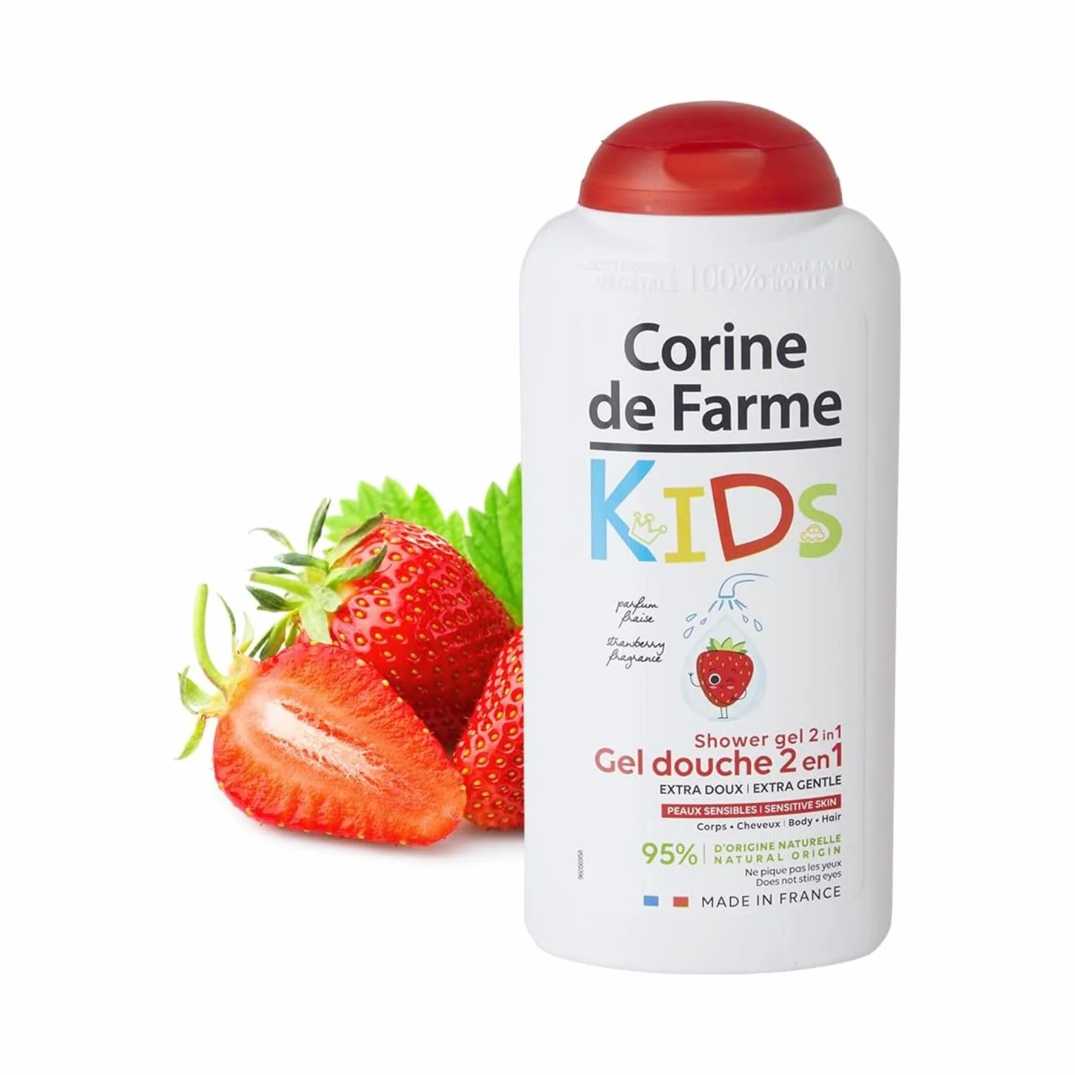 Corine de Farme Gel Douche Kids 2-En-1 Corps et Cheveux Fraise 300 ml Hypoallergénique