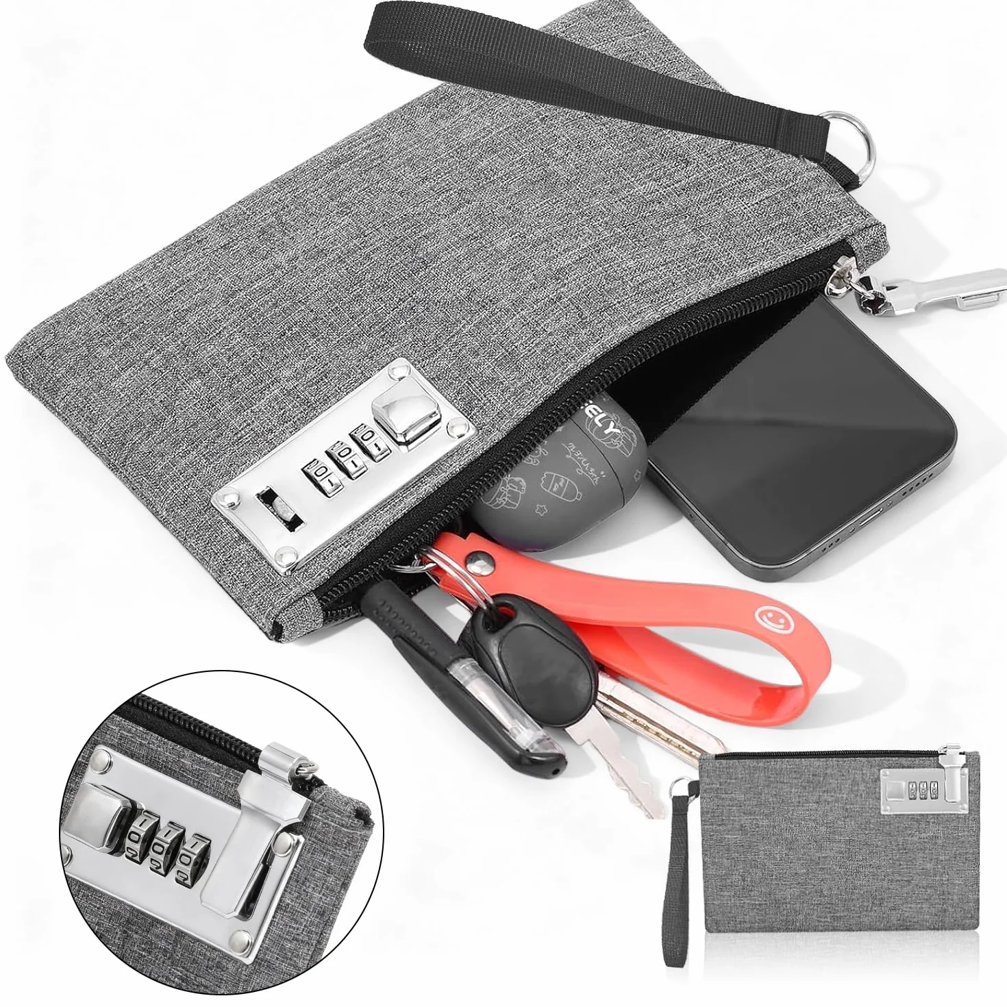 Mini Coffre Fort 25×17 cm Sac à Documents avec Serrure Protection Passeport