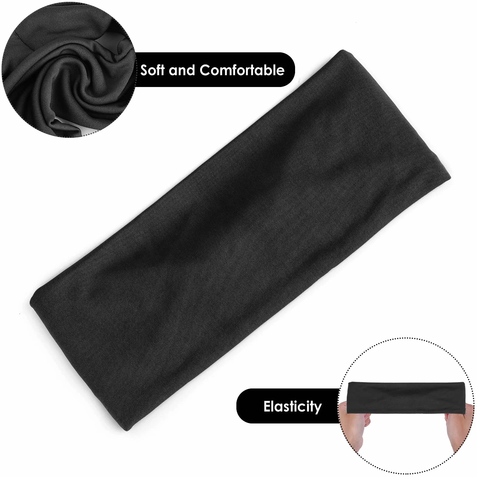Bandeaux de Sport pour Enfants Bandeau Athlétique Doux Élastique Anti-Humidité Noir Gris foncé