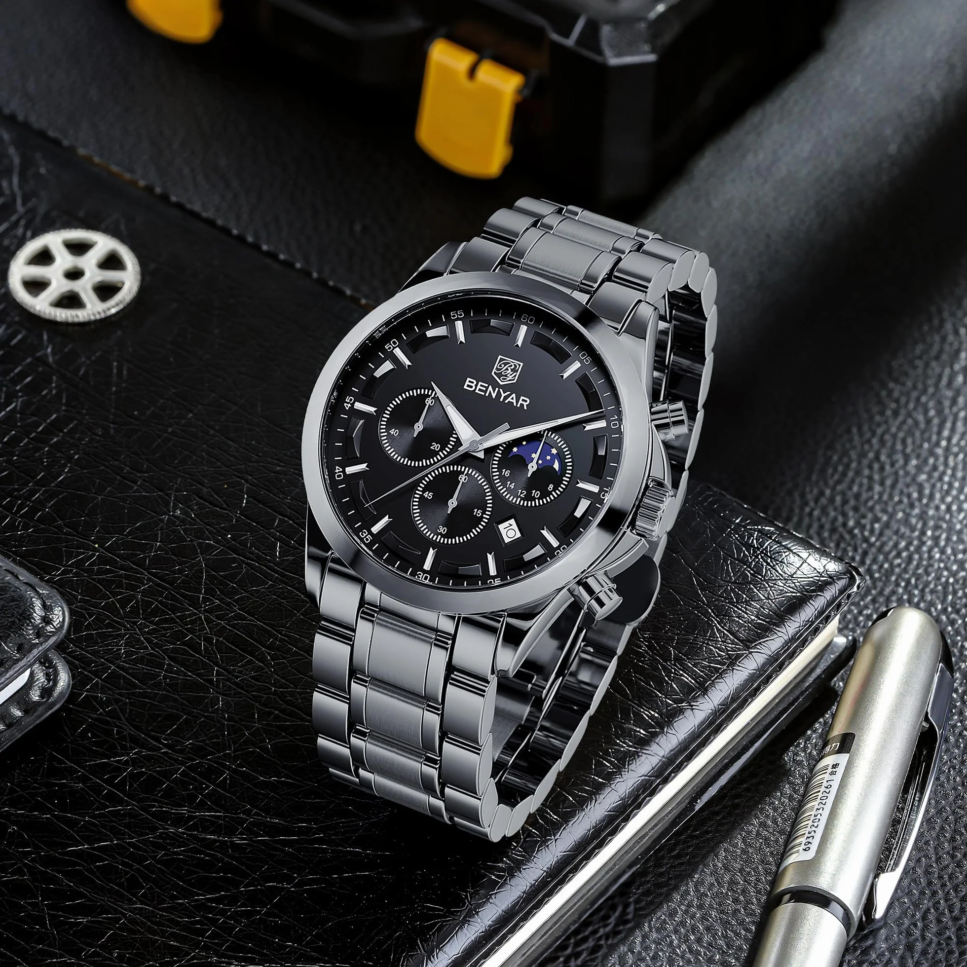 Montre Homme Chronographe Etanche Lumineuse Date Grand Cadran Quartz BENYAR