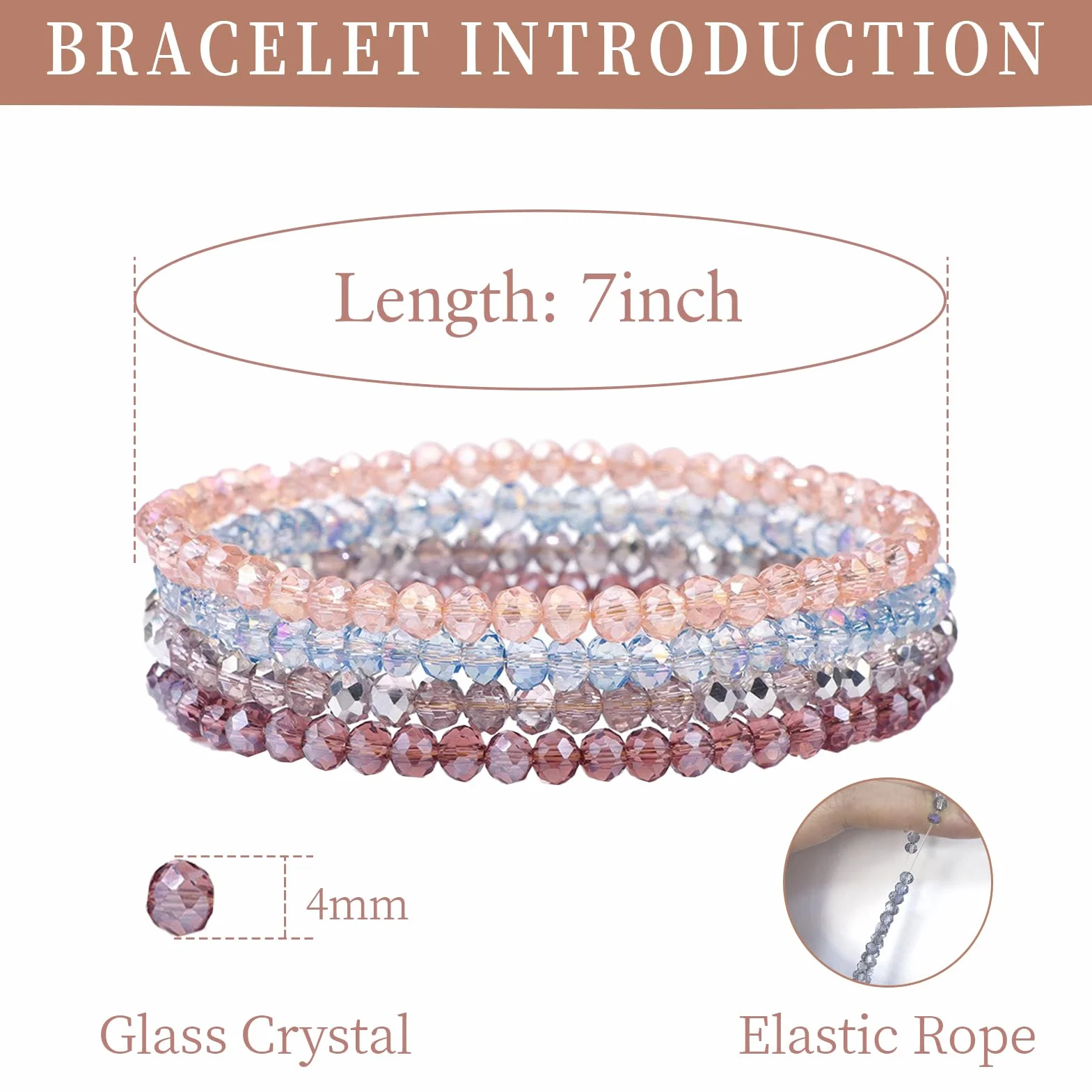 Bracelet Multicouches Perles Cristal Femme Boho
