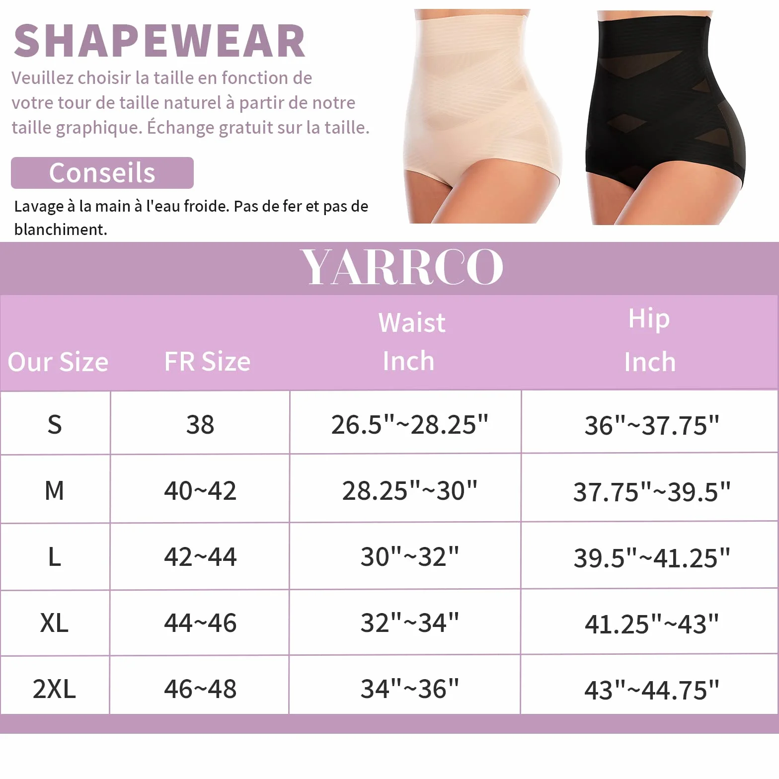 YARRCO Culotte Gainante Femme Ventre Plat Taille Haute Invisible Shapewear