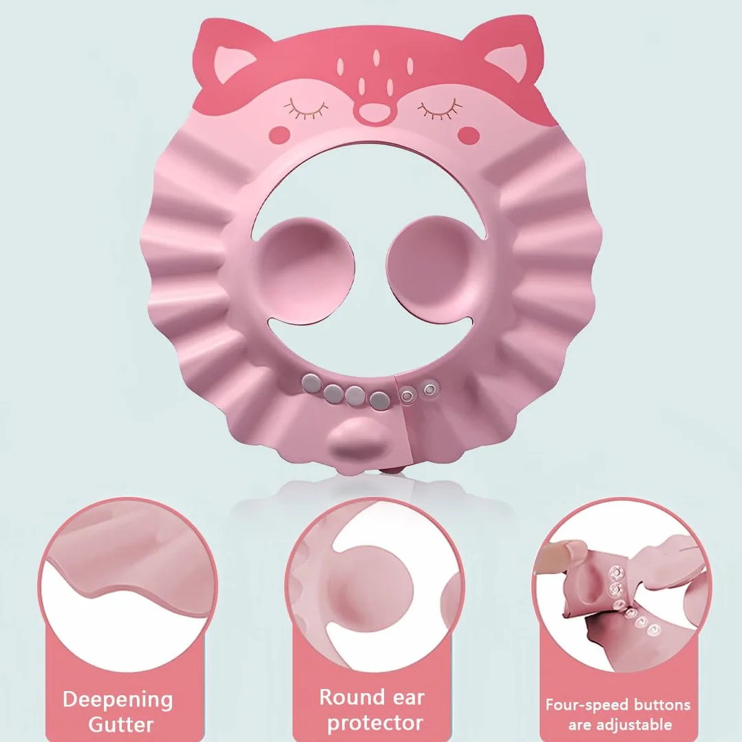 Bonnet de Douche Bébé Réglable Visière Protection Yeux Visage Shampooing Enfants