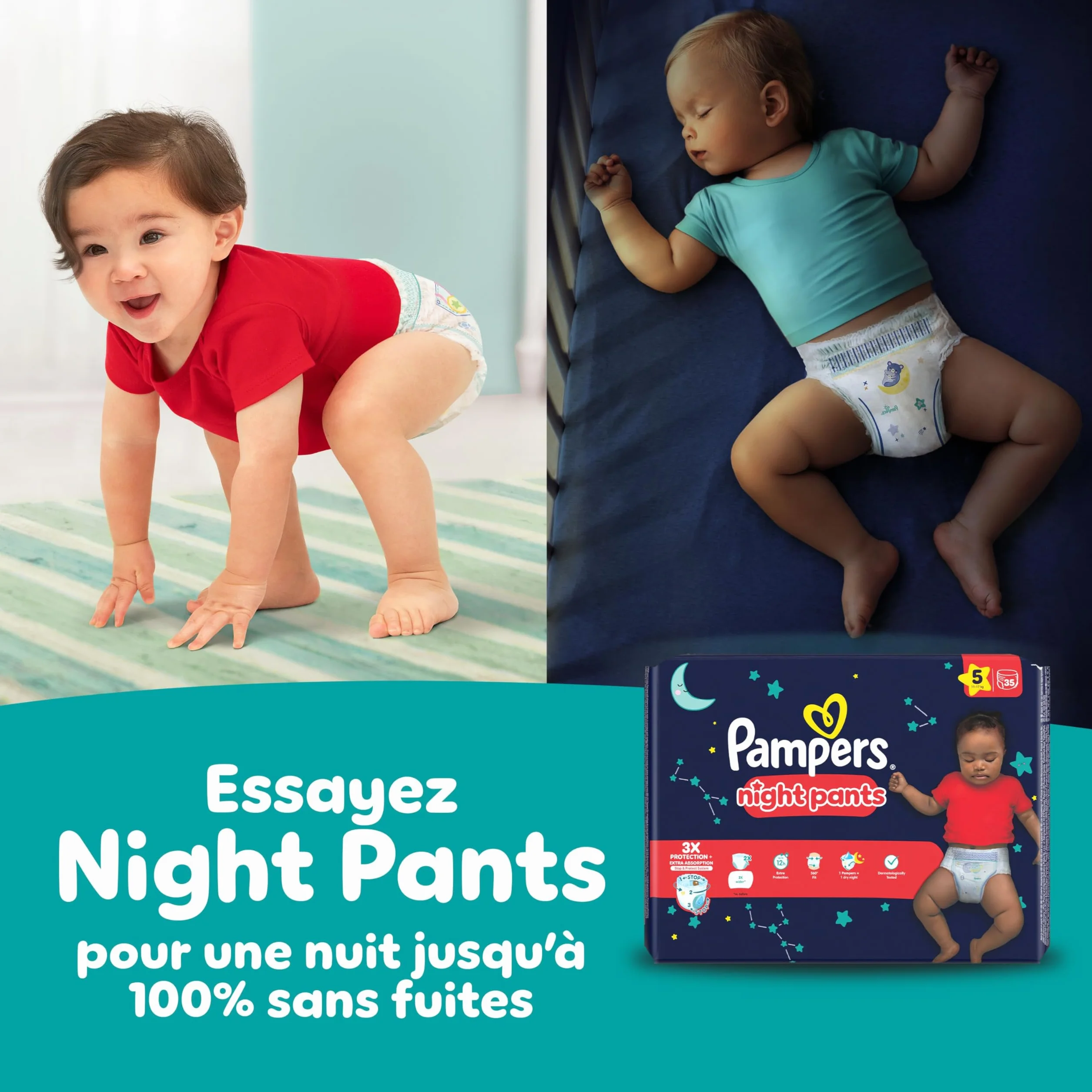 Pampers Baby Dry Pants Taille 8, 58 Couches-Culottes, 17kg+, Maintien 360°