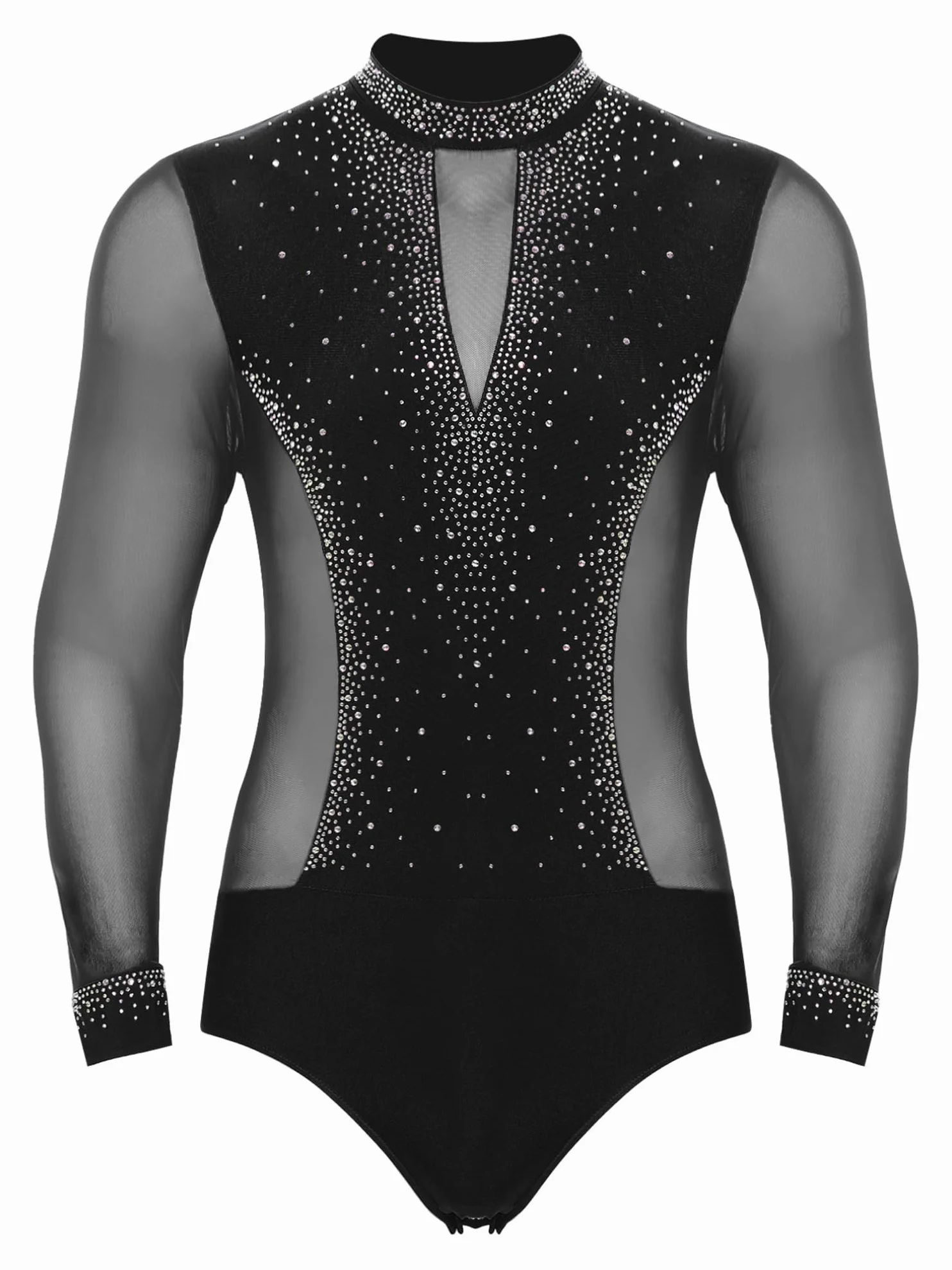 Justaucorps Danse Latine Homme Strass Gymnastique Patinage Body Leotard