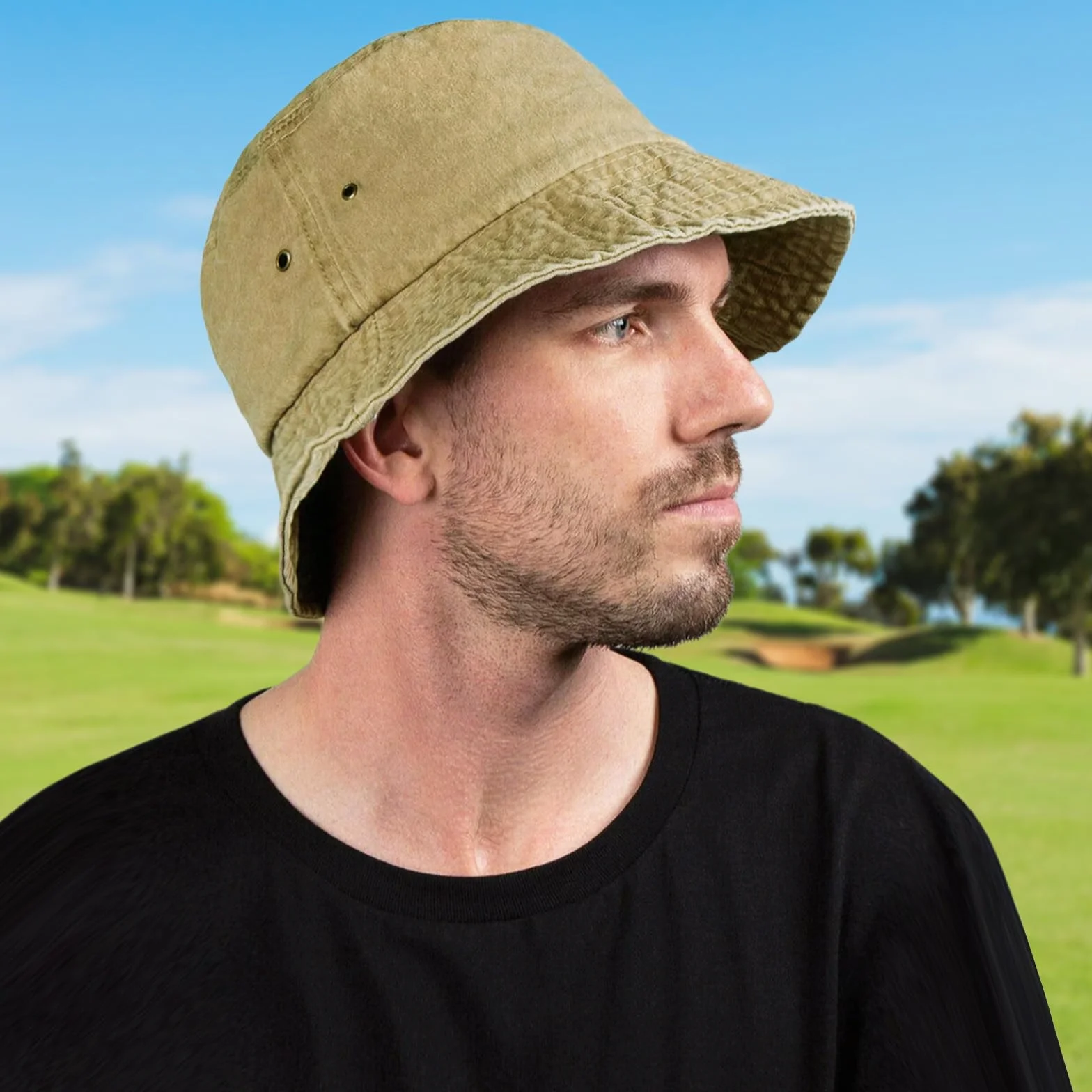 FUIPVGI Chapeau de pêcheur, Large Bord, Coton délavé, Protection Solaire UV