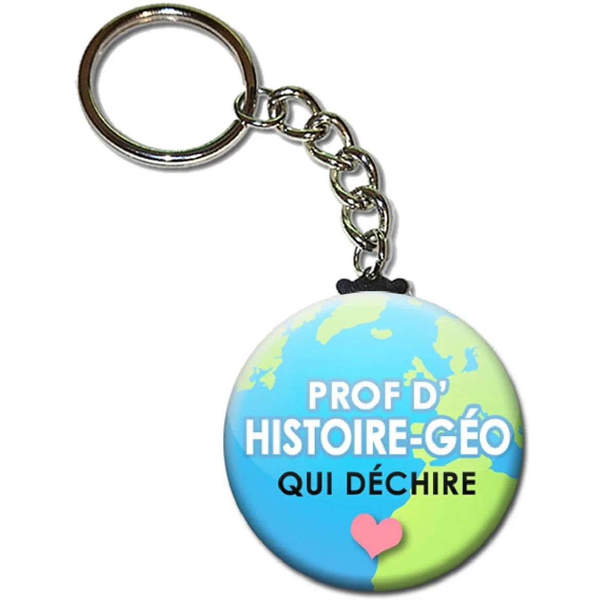 Porte Clés Chaînette 3,8 cm Professeur d'Histoire Géo Cadeau Fin Année Scolaire