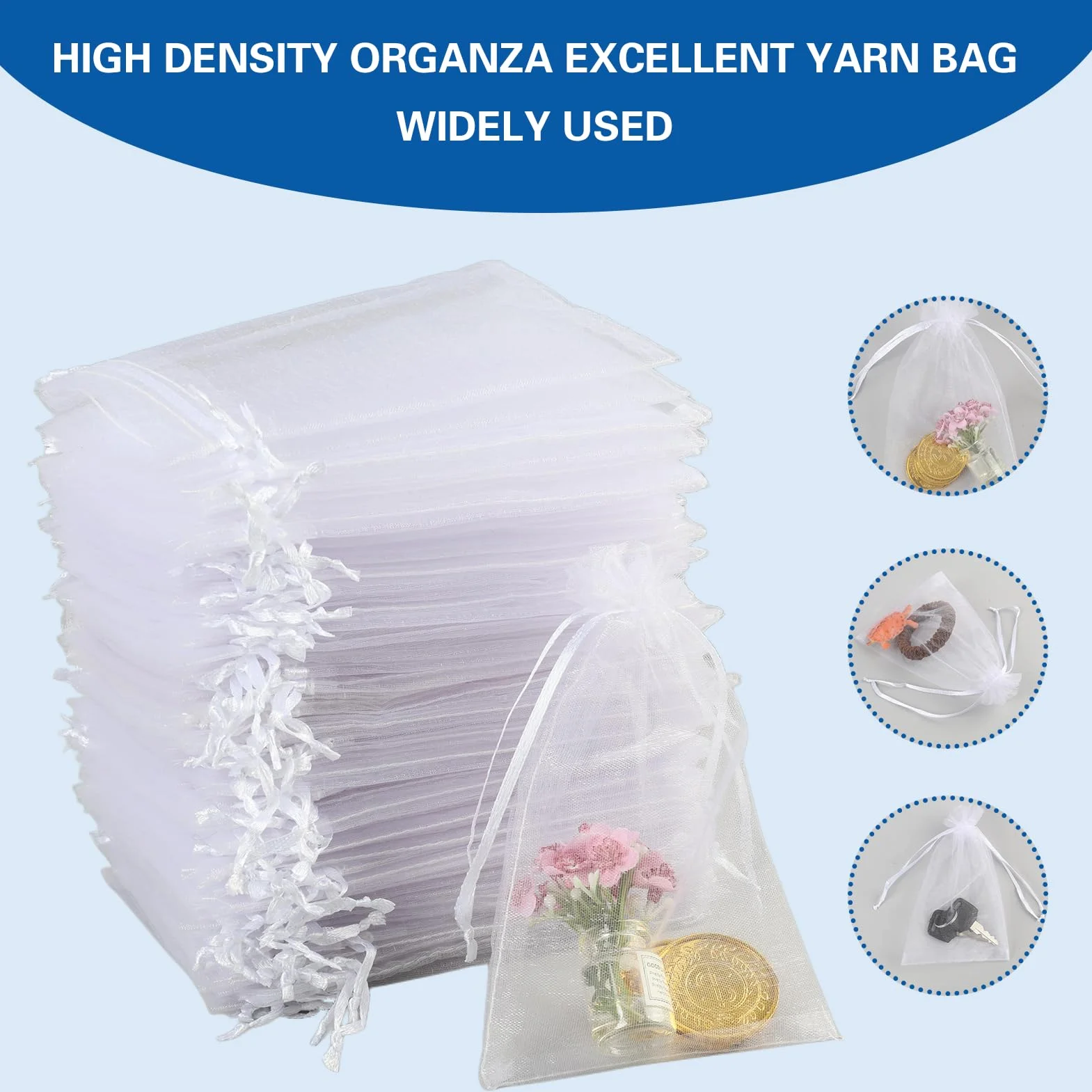 Sac Organza 100pc 10x15cm Avec Cordon Blanc Pour Cadeaux Bijoux