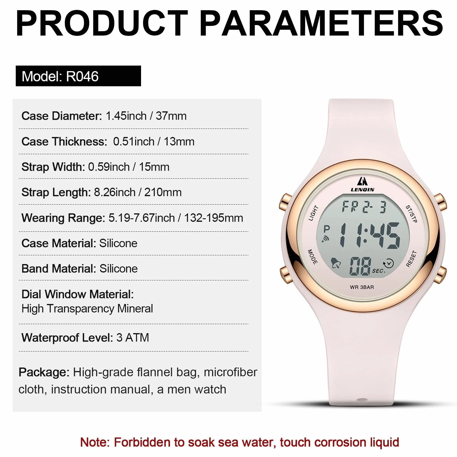 LN LENQIN Montre Femme imperméable 30m avec rétroéclairage Alarme Minuterie Date