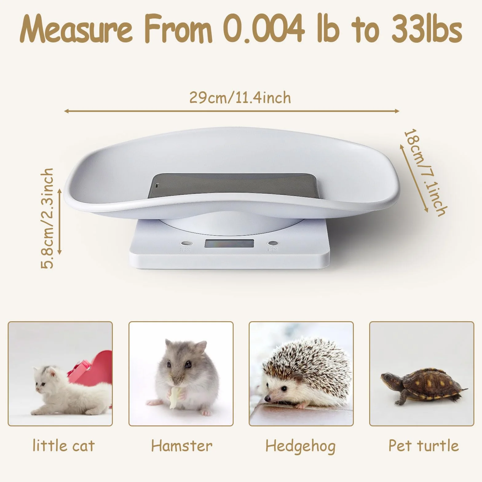 Balance numérique pour animaux de compagnie 15 kg 29 x 18 cm pèse-bébé précise