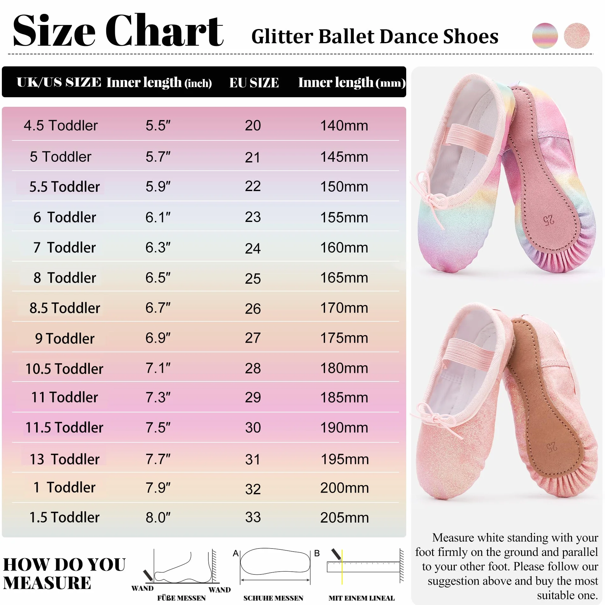 Chaussures de ballet pour filles - Chaussons de danse en cuir à paillettes - Ballerines plates semelle complète
