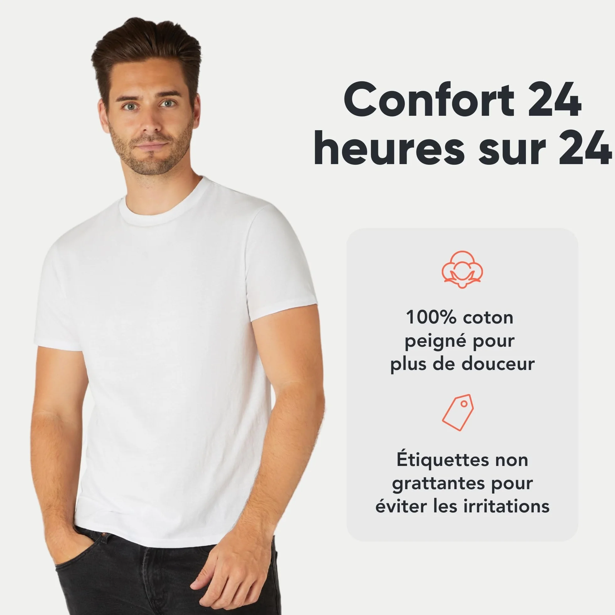 FM London Lot de 3/5 T-Shirts pour Hommes Design légèrement ajusté