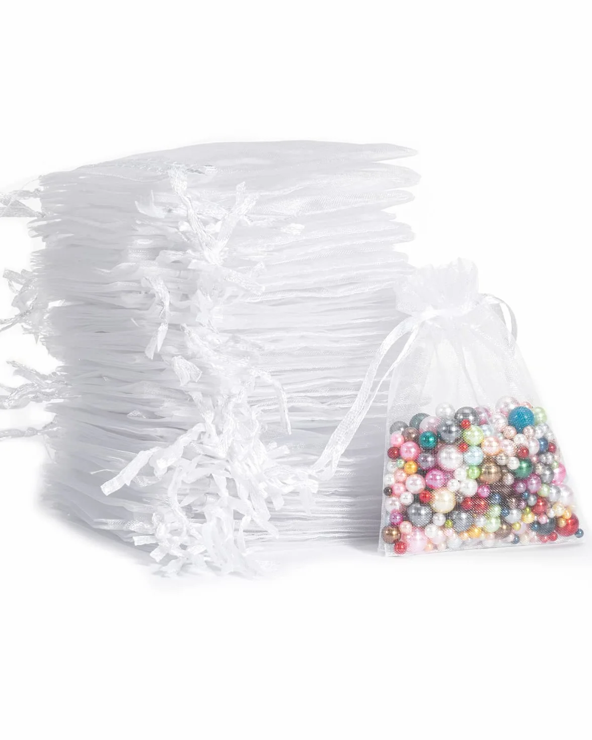 Lot de 50 sachets en organza blanc 7 x 9 cm pochette cadeau mariage