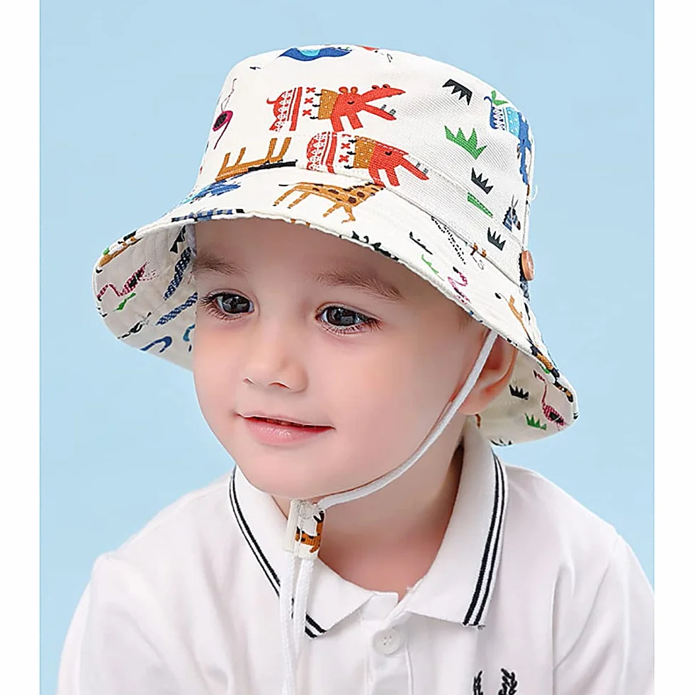 Chapeau de Soleil Bébé Enfant Fille Garçon Chapeau de Seau Plage Visière