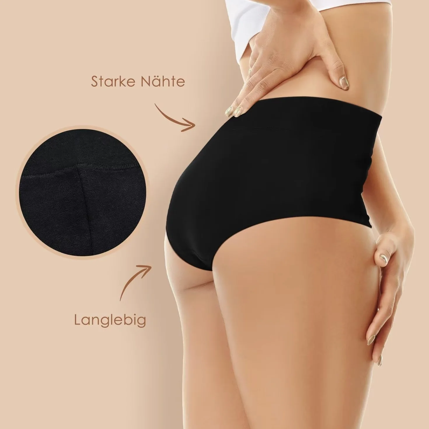 Culottes Femmes Coton Taille Haute Lot de 5 Slips Elasticité Ventre Plat