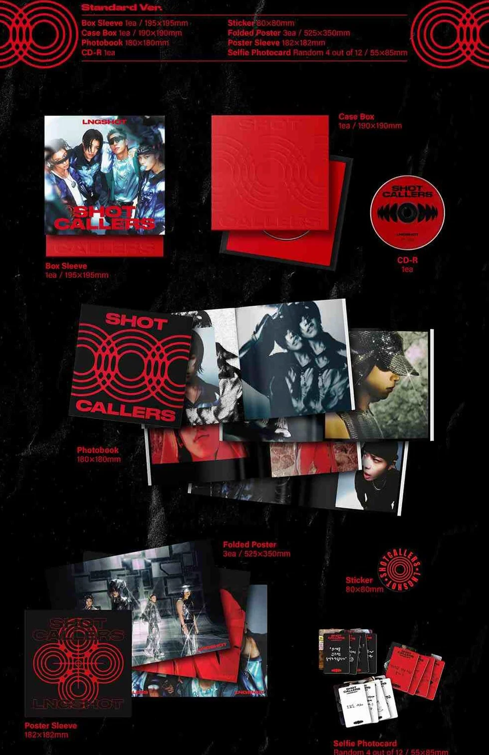 LNGSHOT SHOT CALLERS 1er EP Album Version standard Livre photo CD 4 cartes photo autocollant 3 posters pliés Moonwalkin' kpop