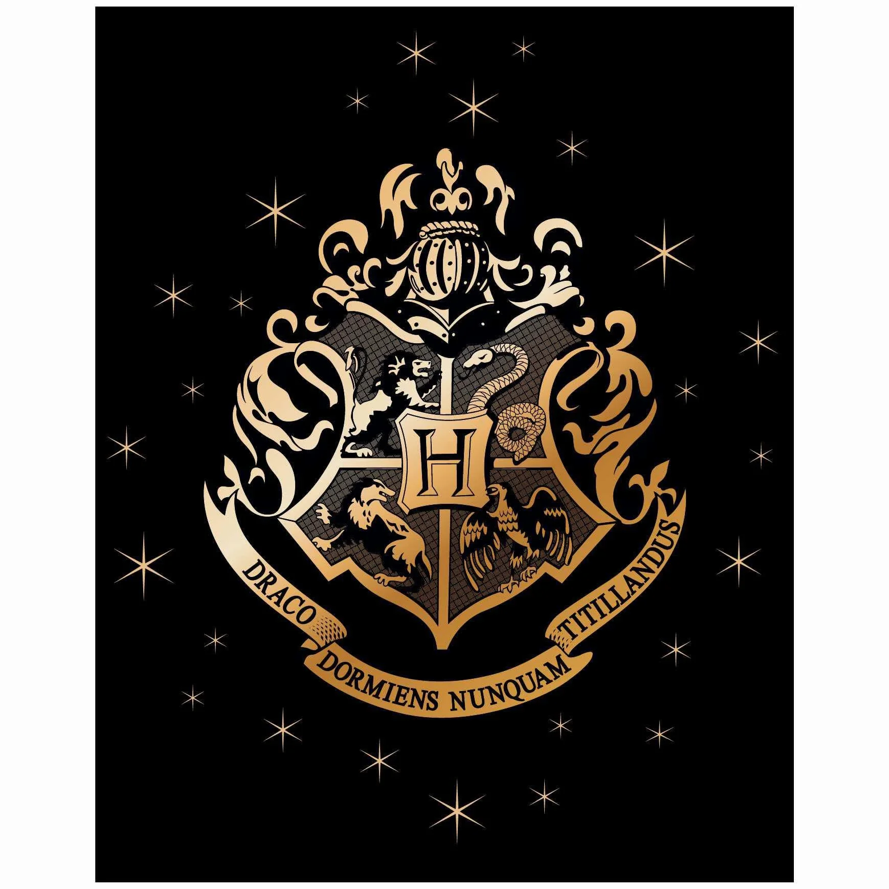 SaoTi Couverture Coralina Harry Potter 120 x 150 cm bouclier personnages différents modèles couleurs fond noir