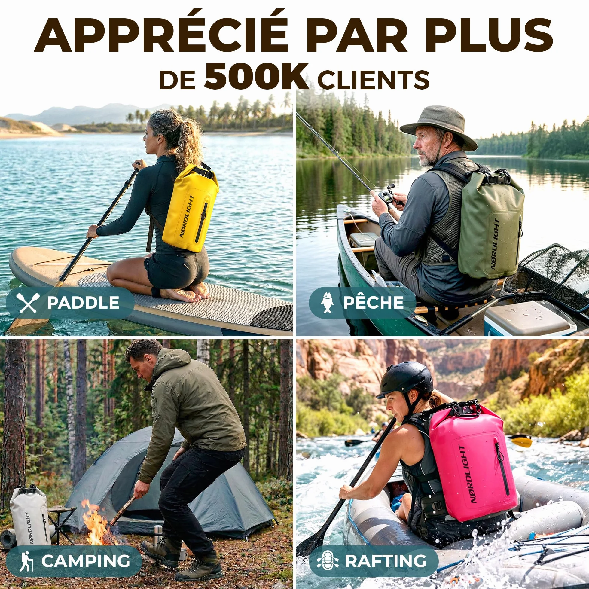 Nordlight Sac Étanche 20 L Vert Olive - Sac à Dos Nautique Impermeable avec Pochette Téléphone