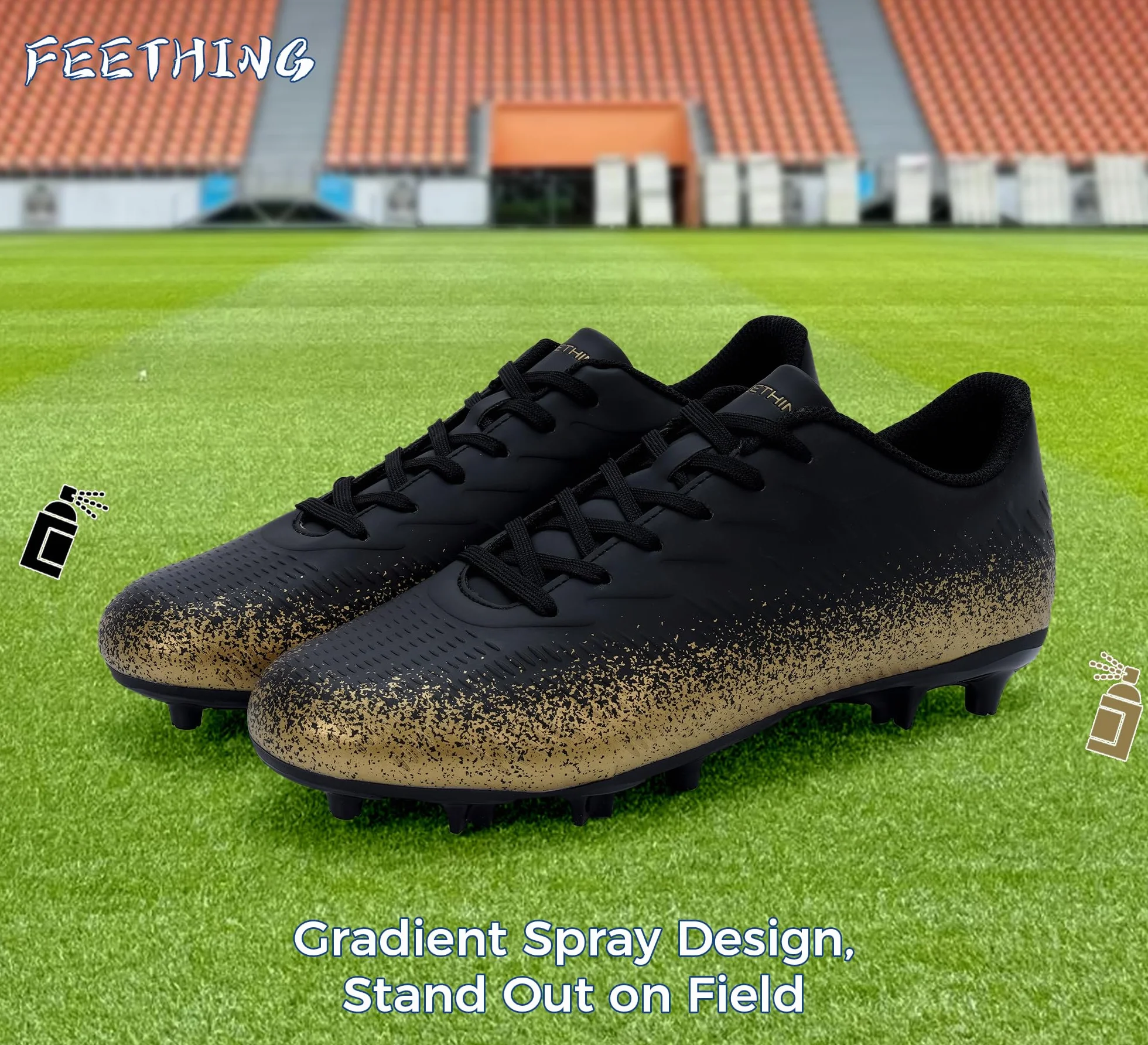 Chaussures de Football Homme Crampons Moulés Terrain Herbe Synthétique Tige Basse Antidérapantes