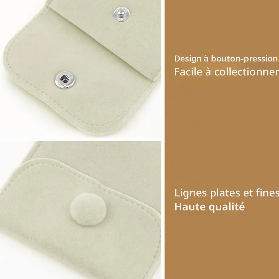Pochettes à bijoux de luxe en microfibre Beige 7 x 7 cm Lot de 20
