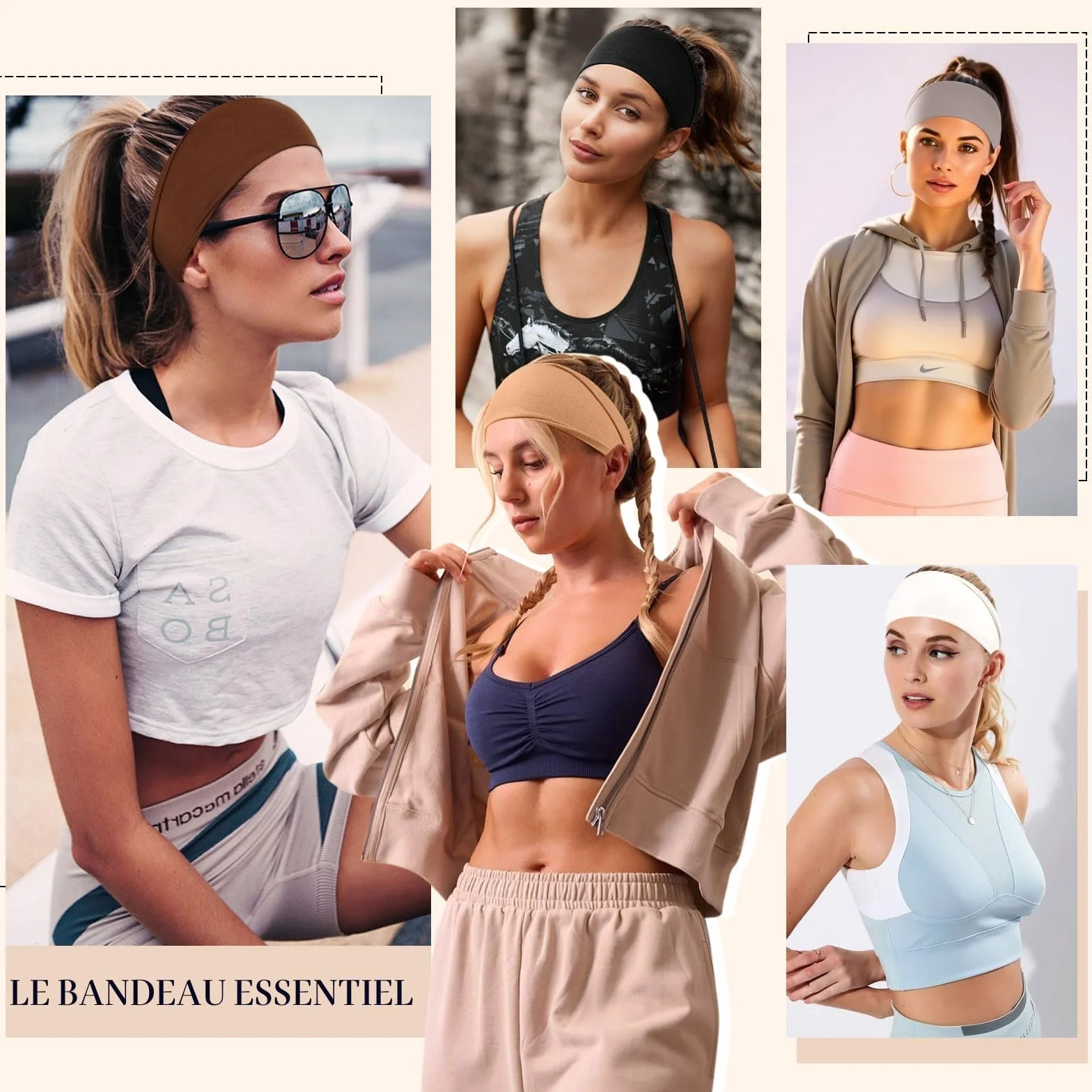 Bandeau Cheveux Femme Antidérapant, Bandeaux Mode Sport Headband Elastique Accessoire Cheveux Yoga Fitness