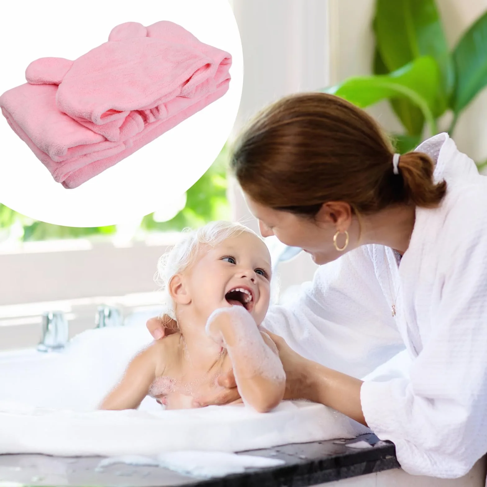 Serviette de Bain Enfant avec Capuche 70x80cm Peignoir Cape Plage Bébé Filles Garçons 0-8 Ans