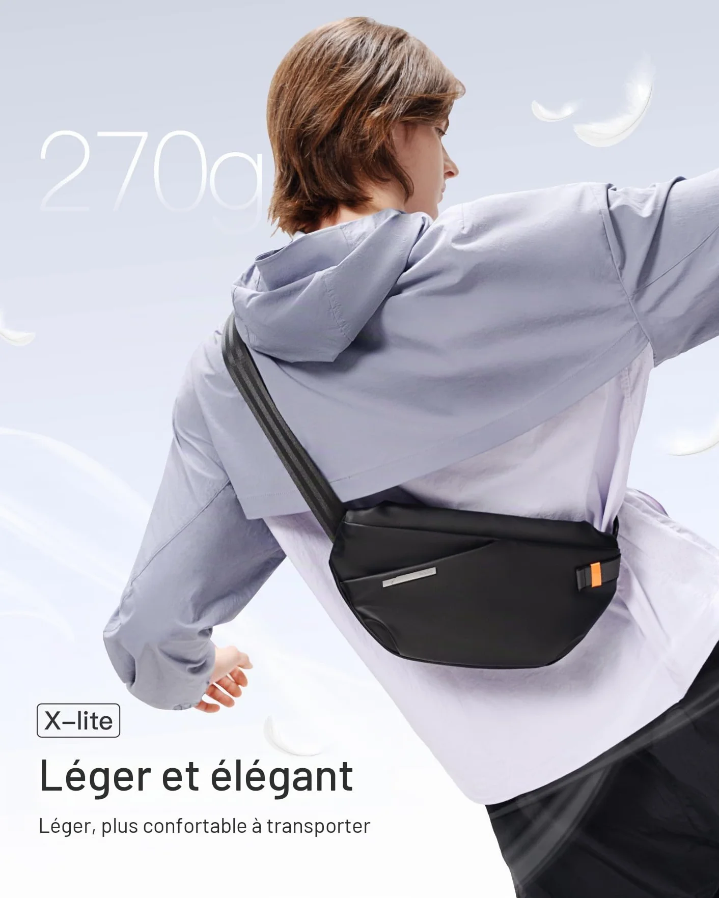 Inateck Sac Banane Ville Femme Homme Bandoulière Léger Sangle Réglable Imperméable Multifonction Voyage Cyclisme Travail Sports Randonnée