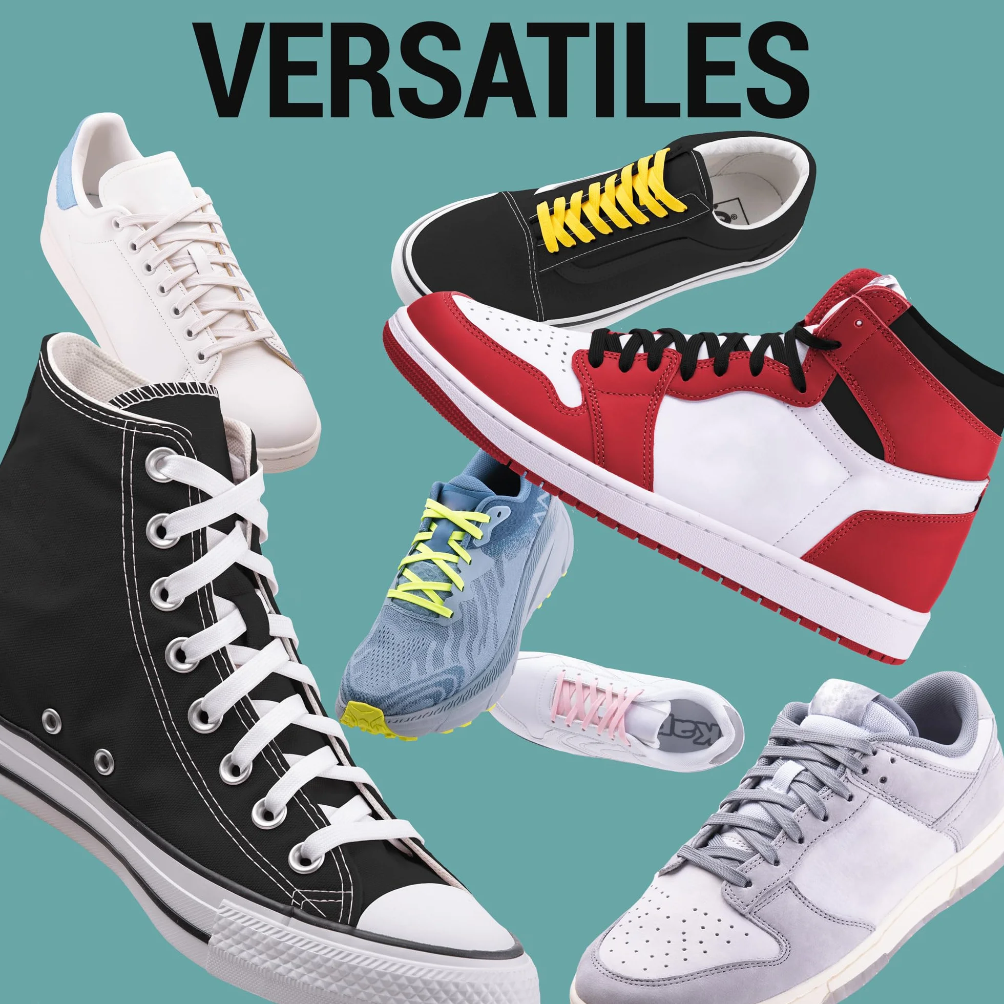 Miscly Lacets Plats Pour Baskets, Plusieurs Longueurs et Couleurs