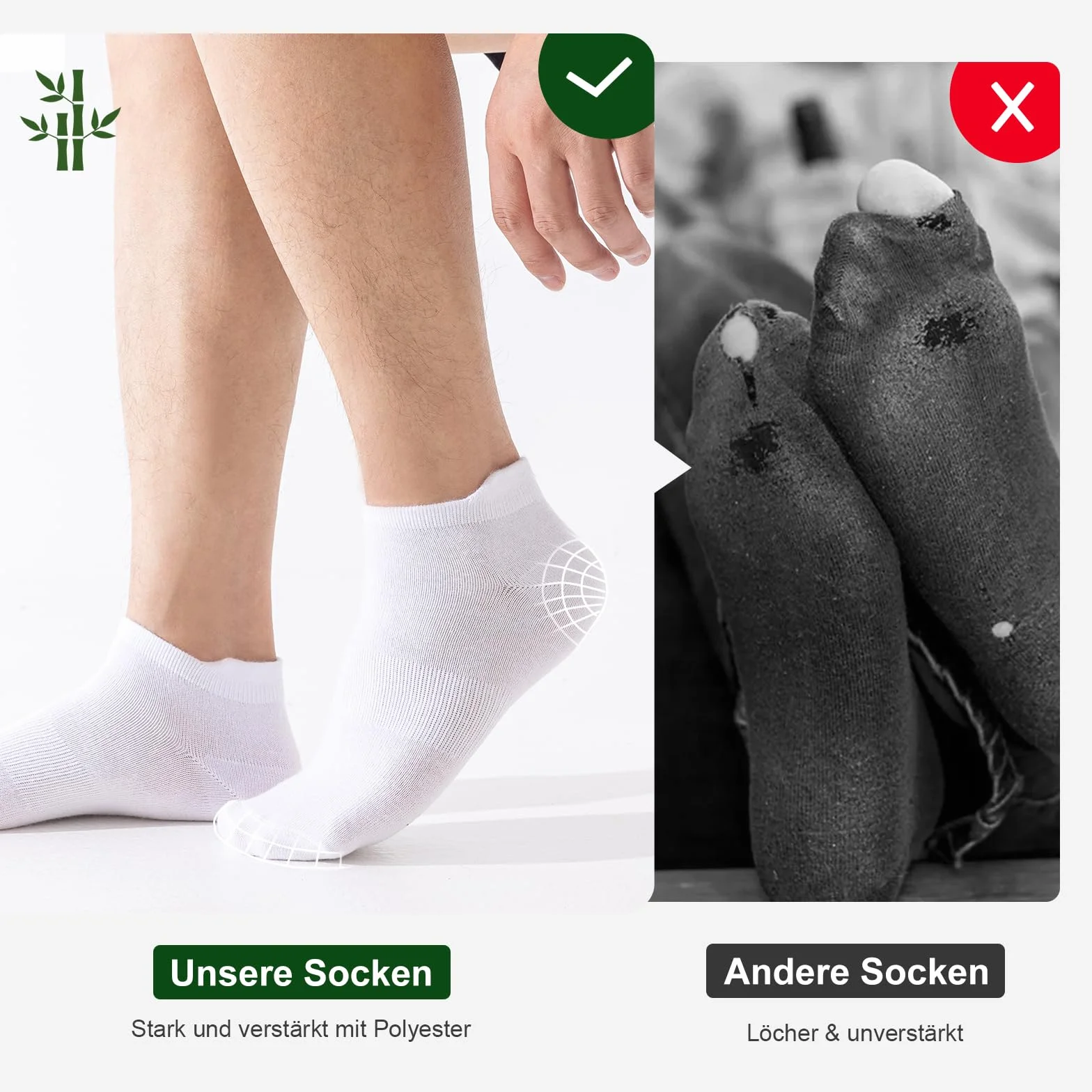 Niorasen Chaussettes de Sport Bambou Anti-Odeur 43-46 37-42 6 Paires
