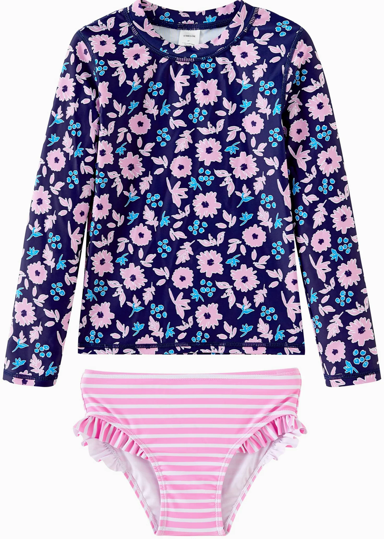 UMELOK Ensembles rashguard pour tout-petits et petites filles avec bas de bikini maillots de bain | Protection solaire UPF 50+