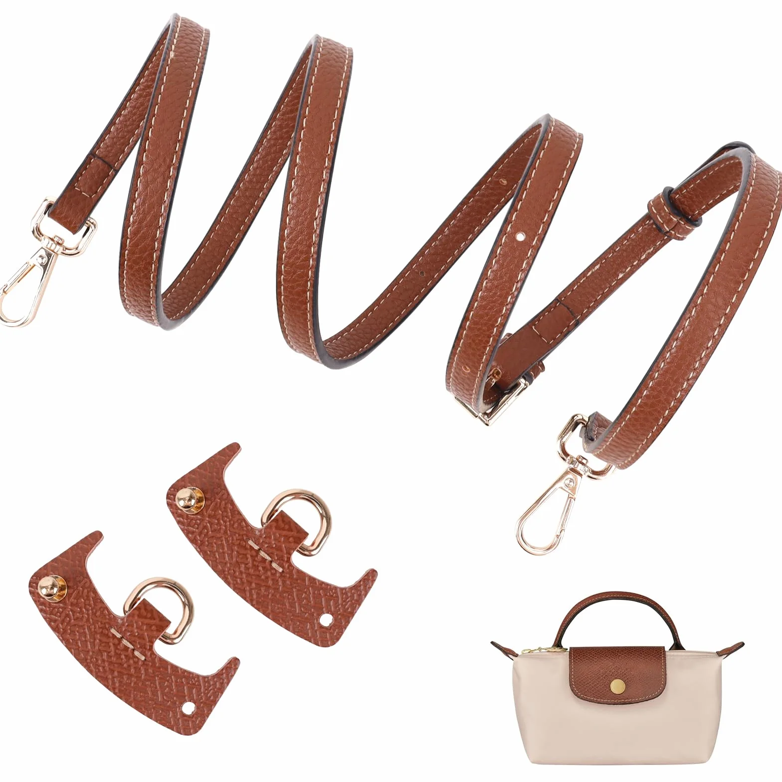 Bandouliere Cuir pour Sac Longchamp Mini Le Pliage Femme
