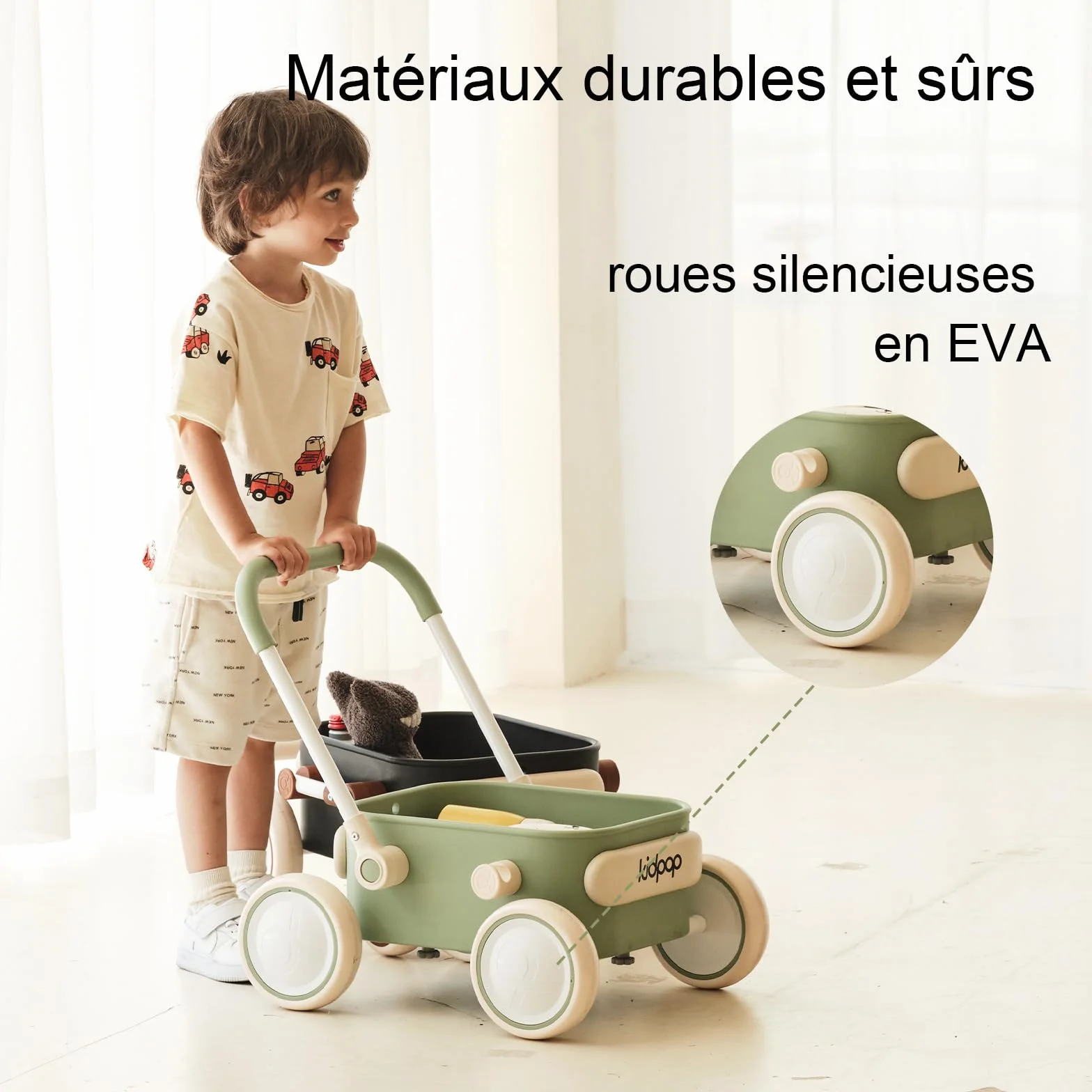 Kidpop PULA trotteur bébé chariot de marche Vert 7 mois à 4 ans 15 kg