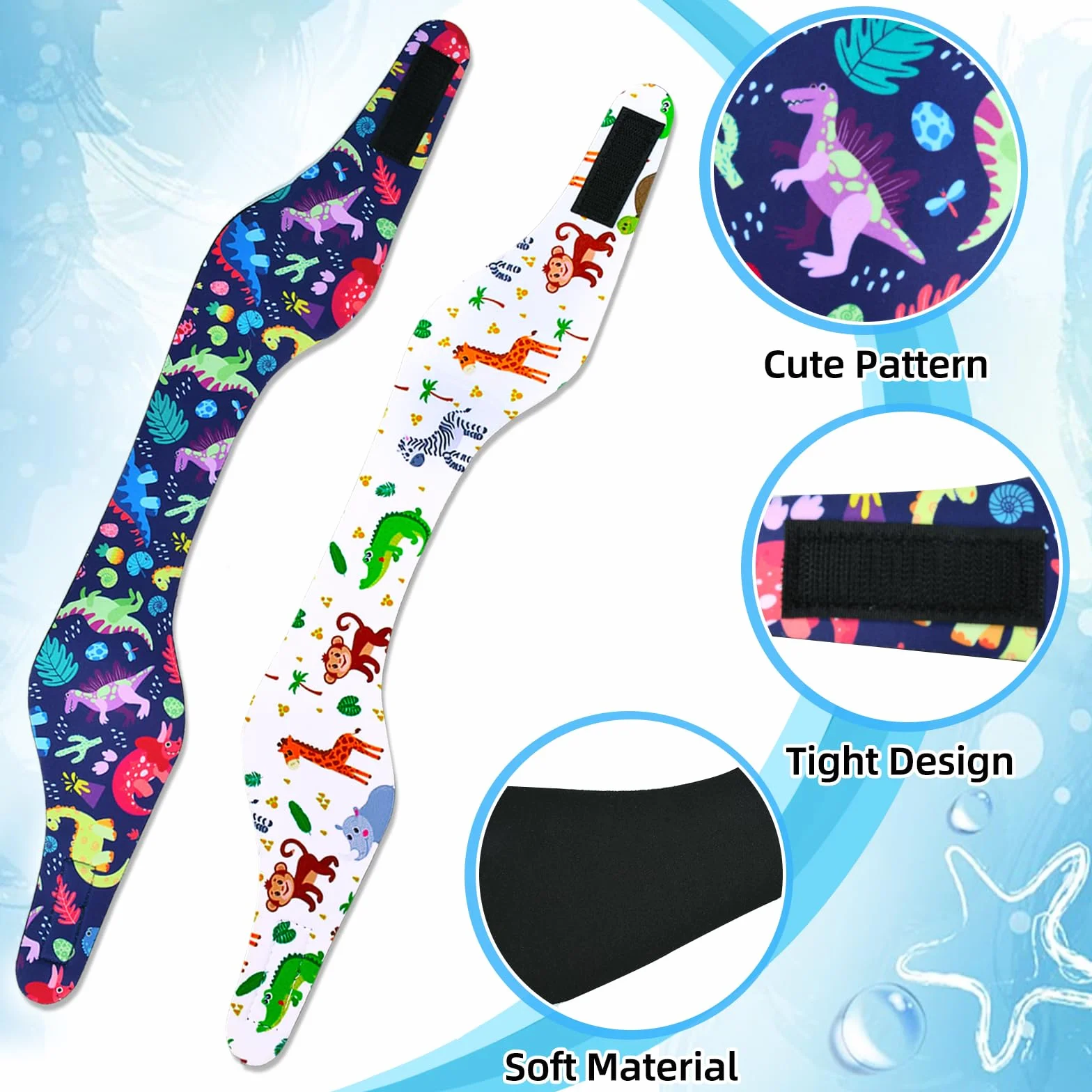 Bandeau Piscine Oreille Enfant 2 PCS Néoprène Natation Surf Douche M