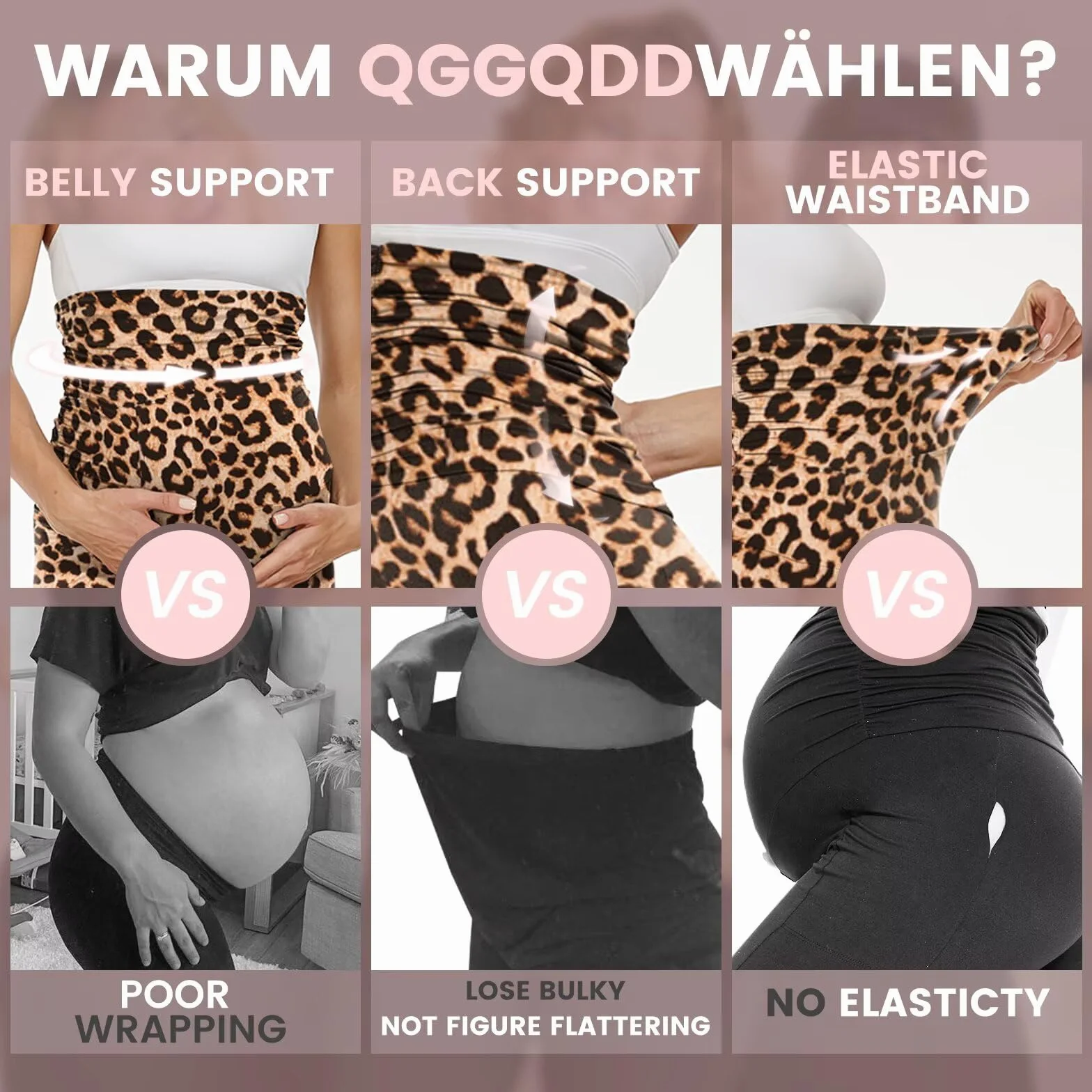 QGGQDD Legging de grossesse court pour femme enceinte