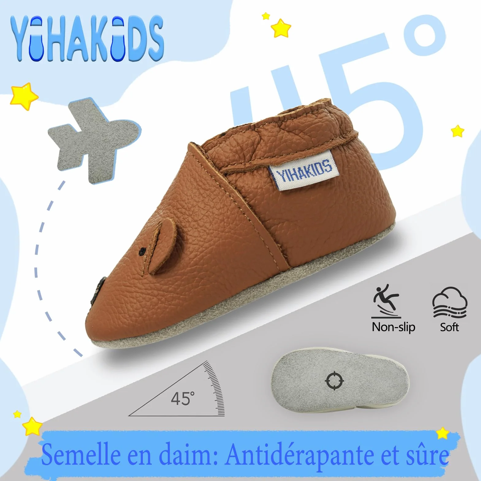 YIHAKIDS Chaussures Bébé Filles Garçons Cuir Souple Premiers Pas 0-6 Mois - 2 Ans