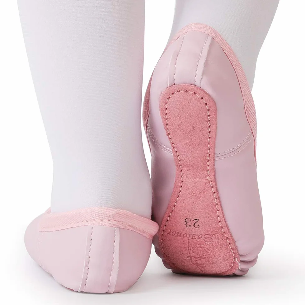 Bezioner Chaussures de Danse Cuir Demi Pointe Pantoufle de Ballet Ballerine pour Enfants Femme
